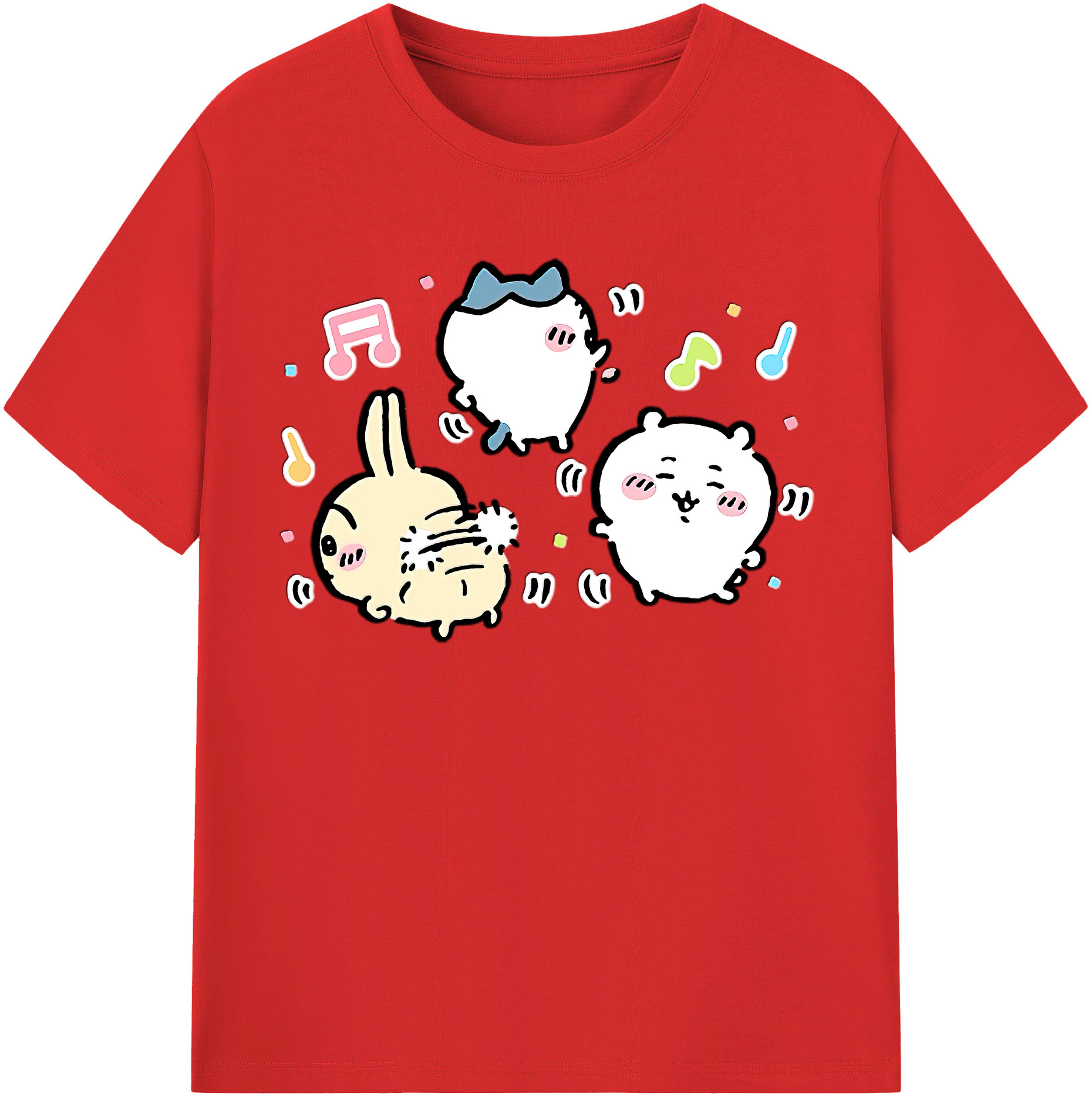 （画像用） ちいかわ うさぎ Chii-kawa usagi 綿100％半袖Tシャツ（フロントプリント）