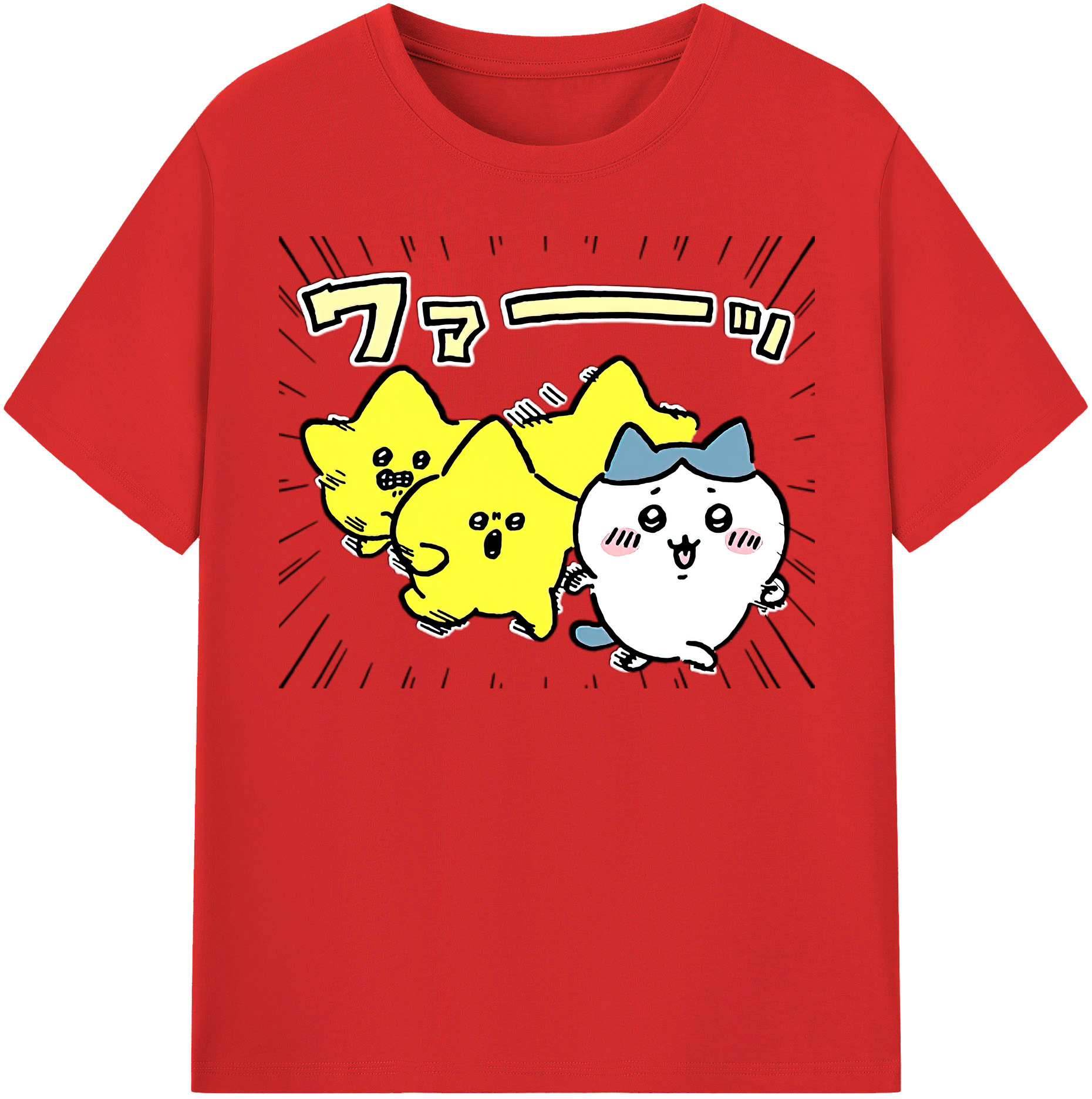 （画像用） ちいかわ 流れ星 Chii-kawa Shooting star 綿100％半袖Tシャツ（フロントプリント）
