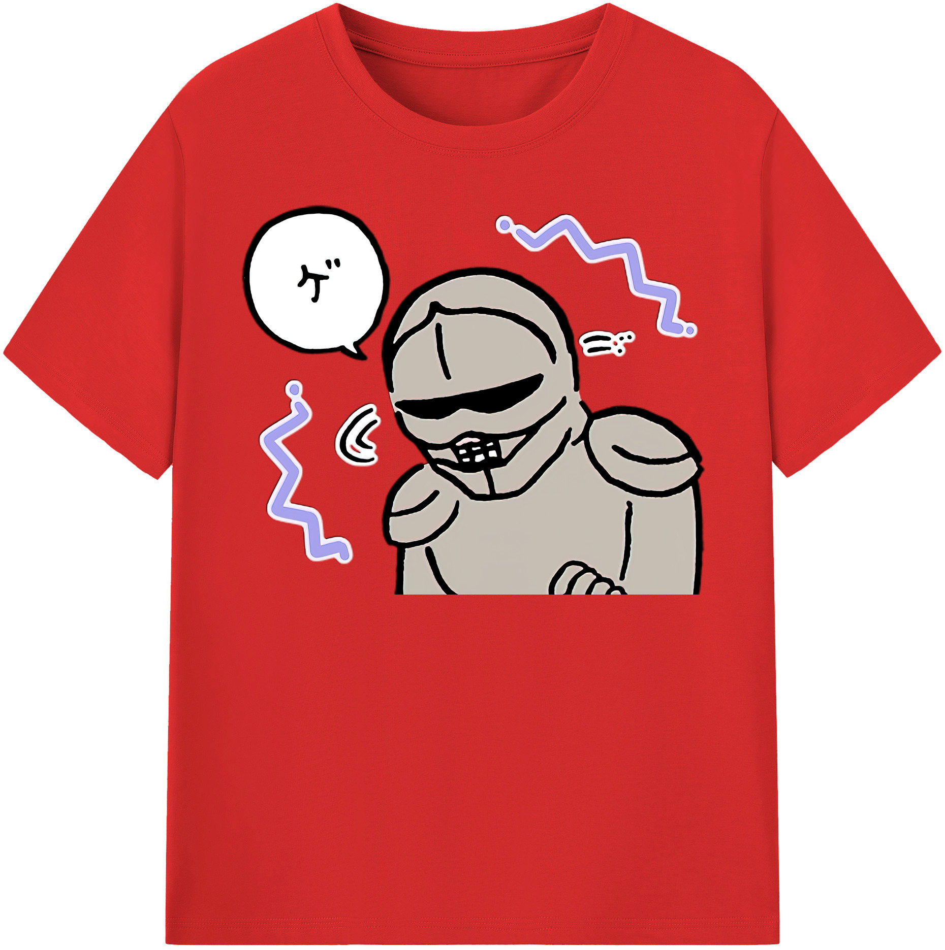 （画像用） ちいかわ 労働の鎧さん Chii-kawa Mr. Armor of Labor 綿100％半袖Tシャツ（フロントプリント）