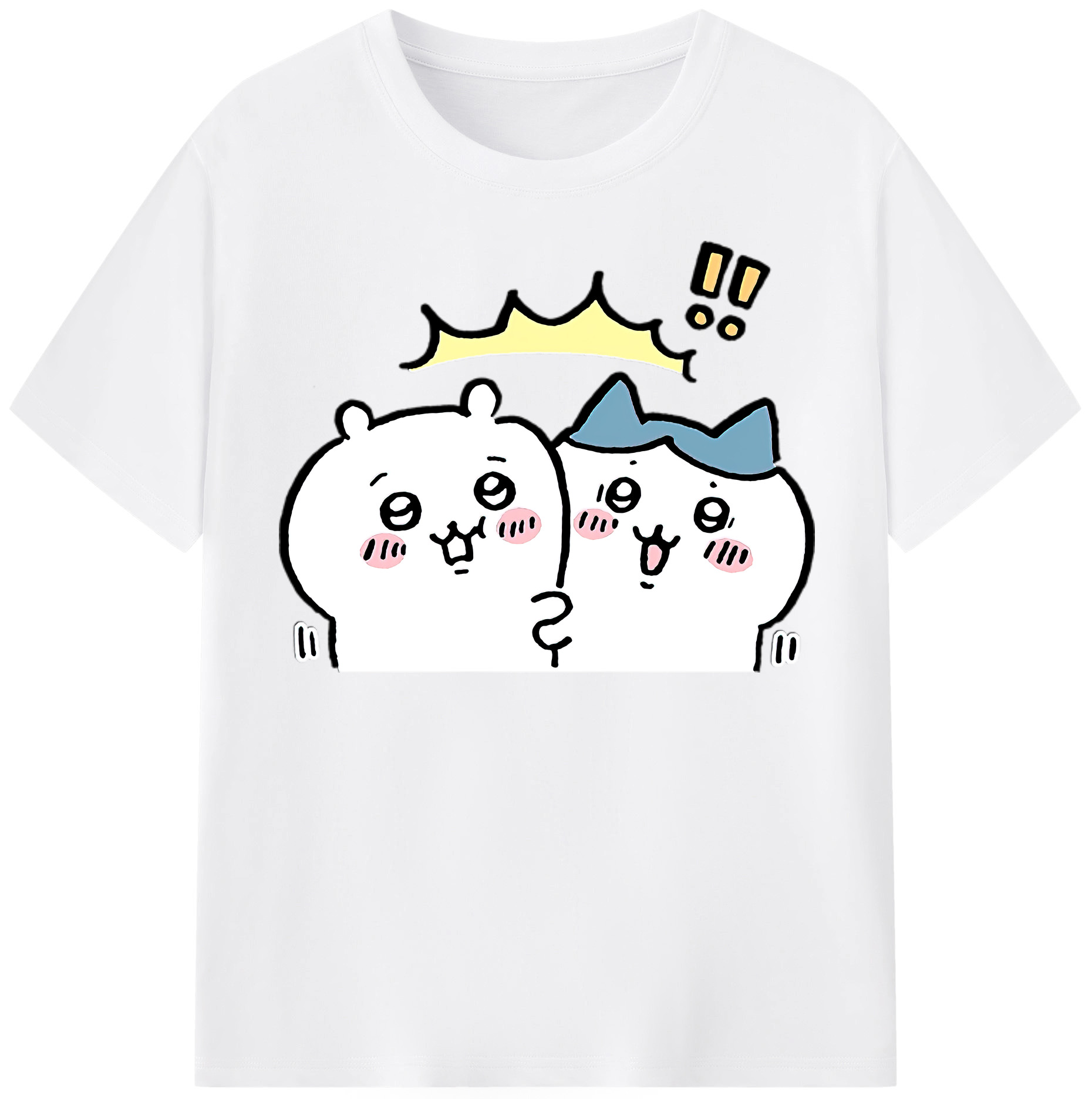（画像用） ちいかわ ハチワレ Chii-kawa hachiware 綿100％半袖Tシャツ（フロントプリント）
