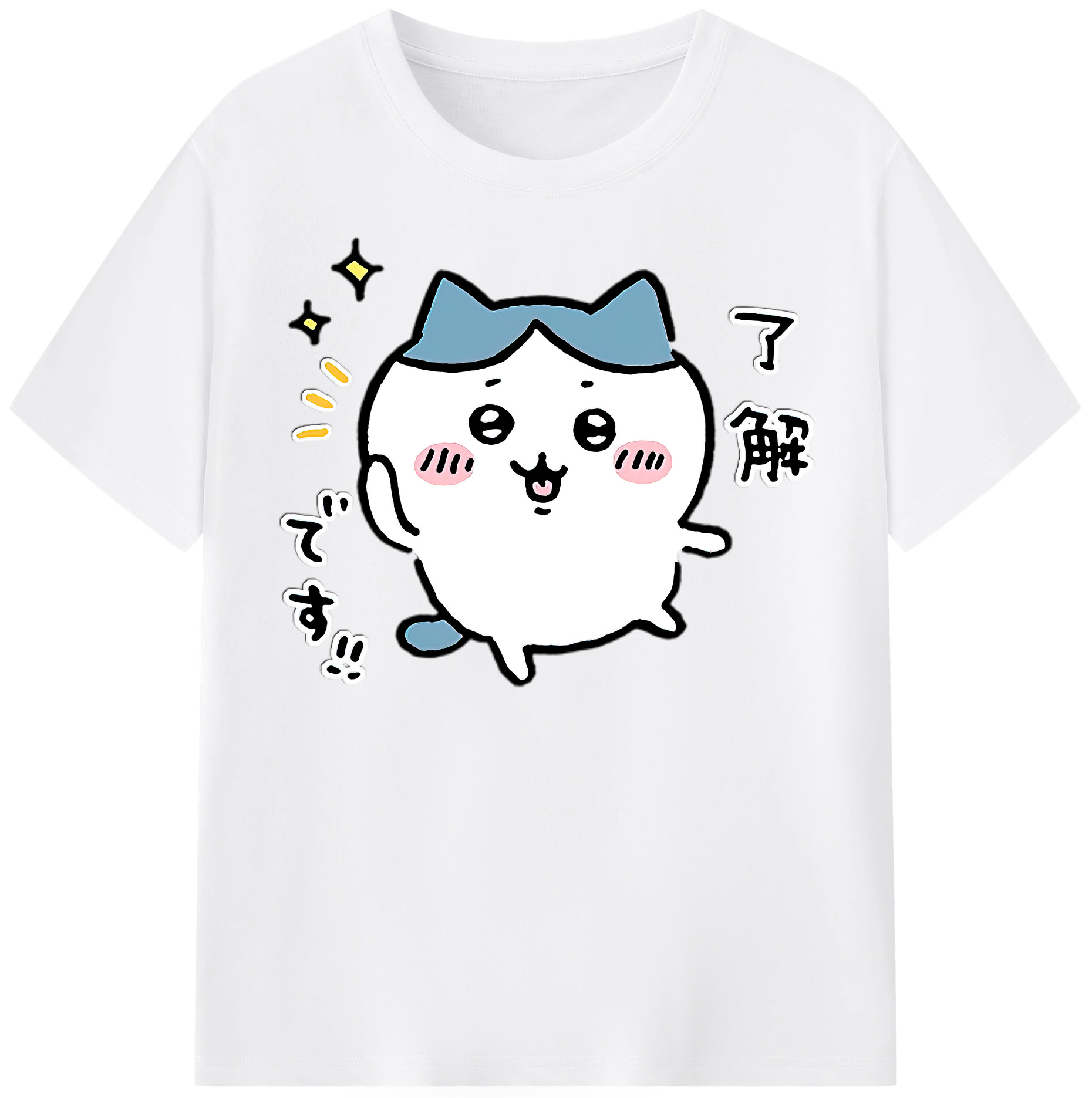 （画像用） ちいかわ ハチワレ Chii-kawa hachiware 綿100％半袖Tシャツ（フロントプリント）