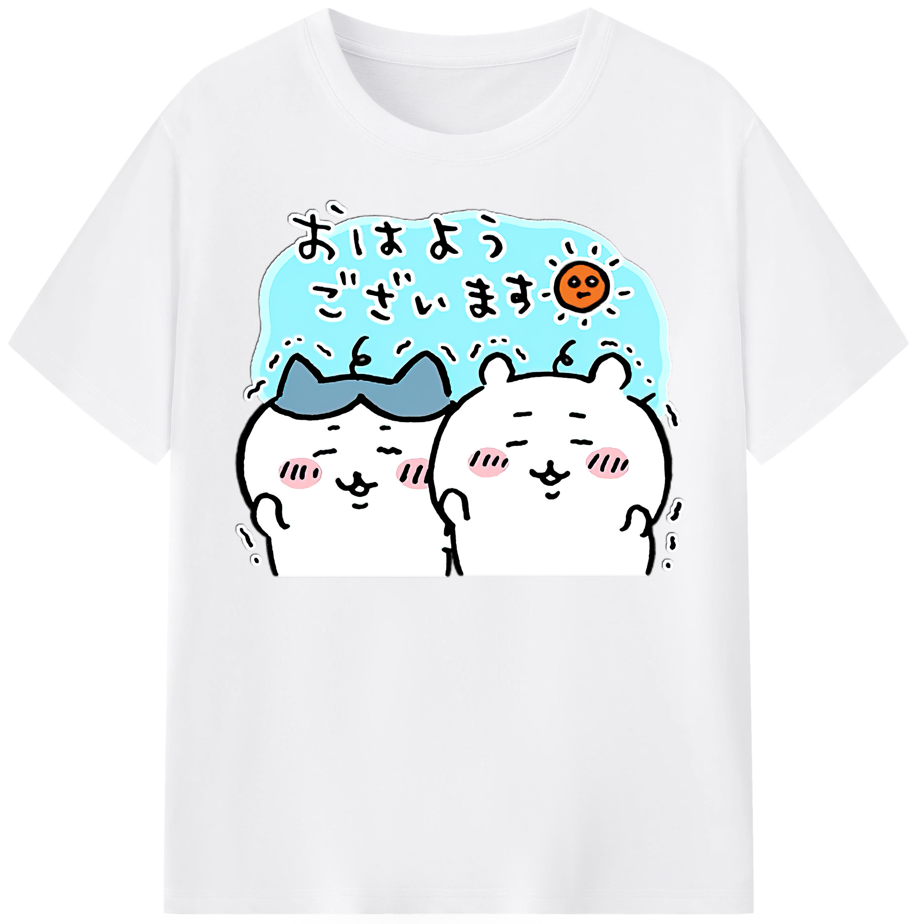 （画像用） ちいかわ ハチワレ Chii-kawa hachiware 綿100％半袖Tシャツ（フロントプリント）