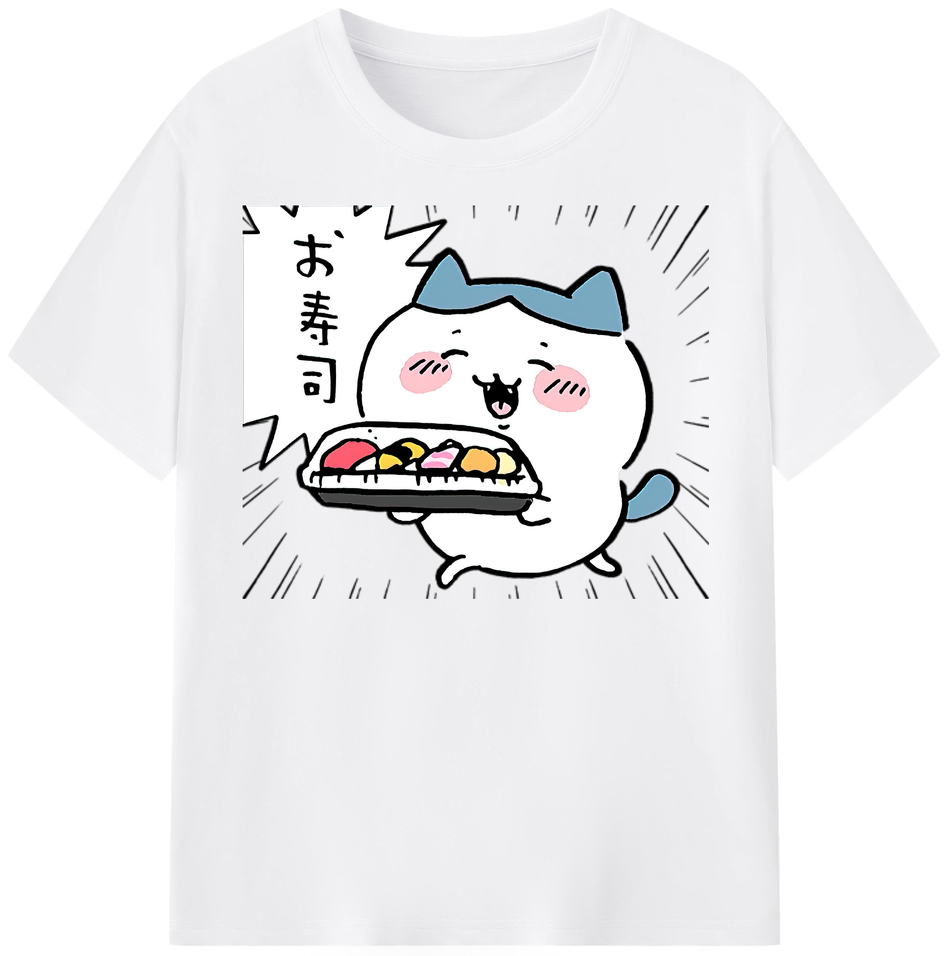 （画像用） ちいかわ ハチワレ Chii-kawa hachiware 綿100％半袖Tシャツ（フロントプリント）