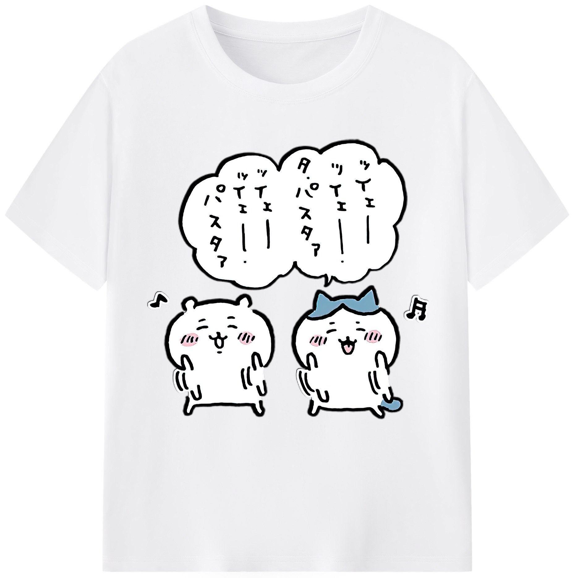 （画像用） ちいかわ ハチワレ Chii-kawa hachiware 綿100％半袖Tシャツ（フロントプリント）