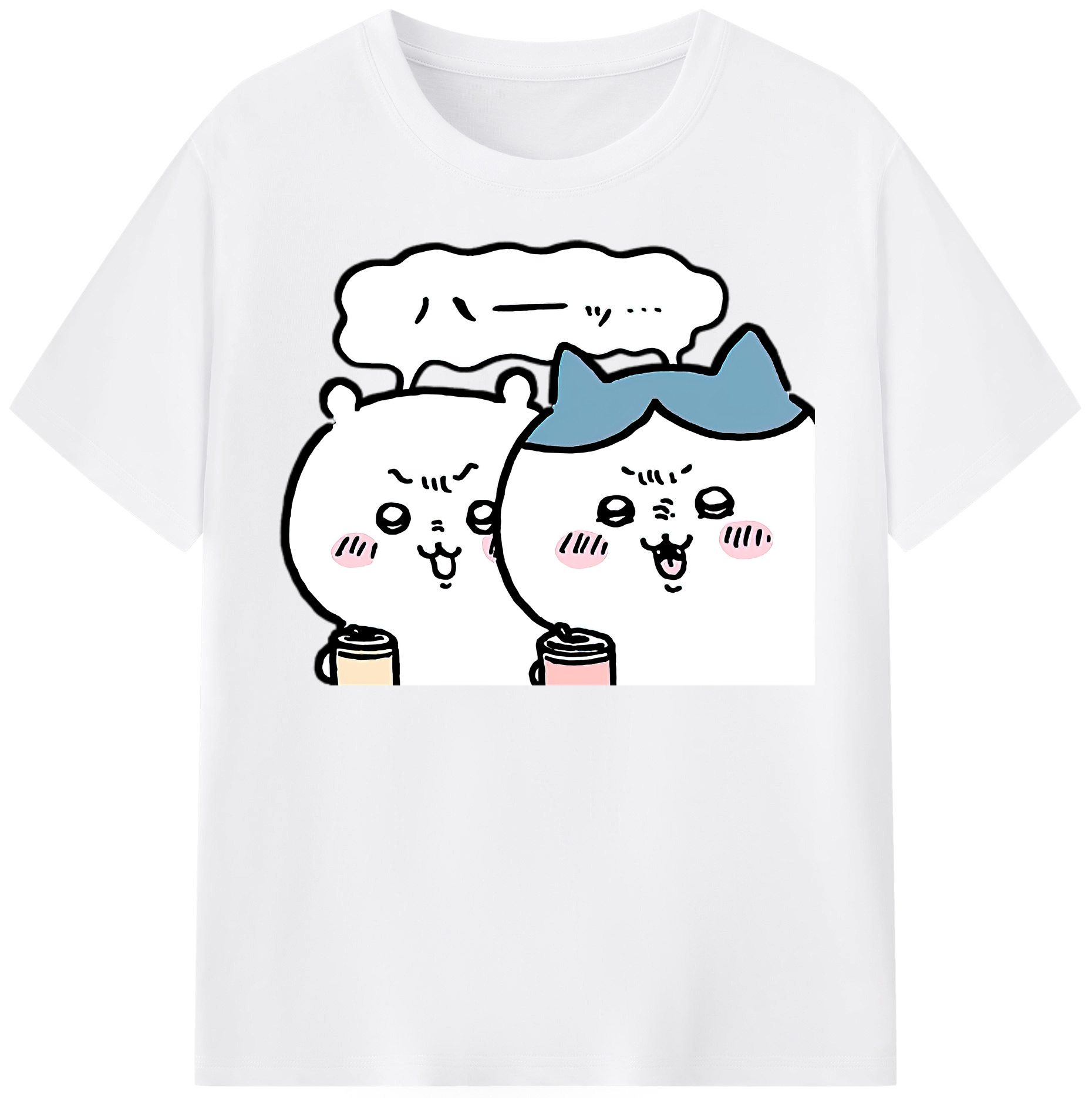 （画像用） ちいかわ ハチワレ Chii-kawa hachiware 綿100％半袖Tシャツ（フロントプリント）