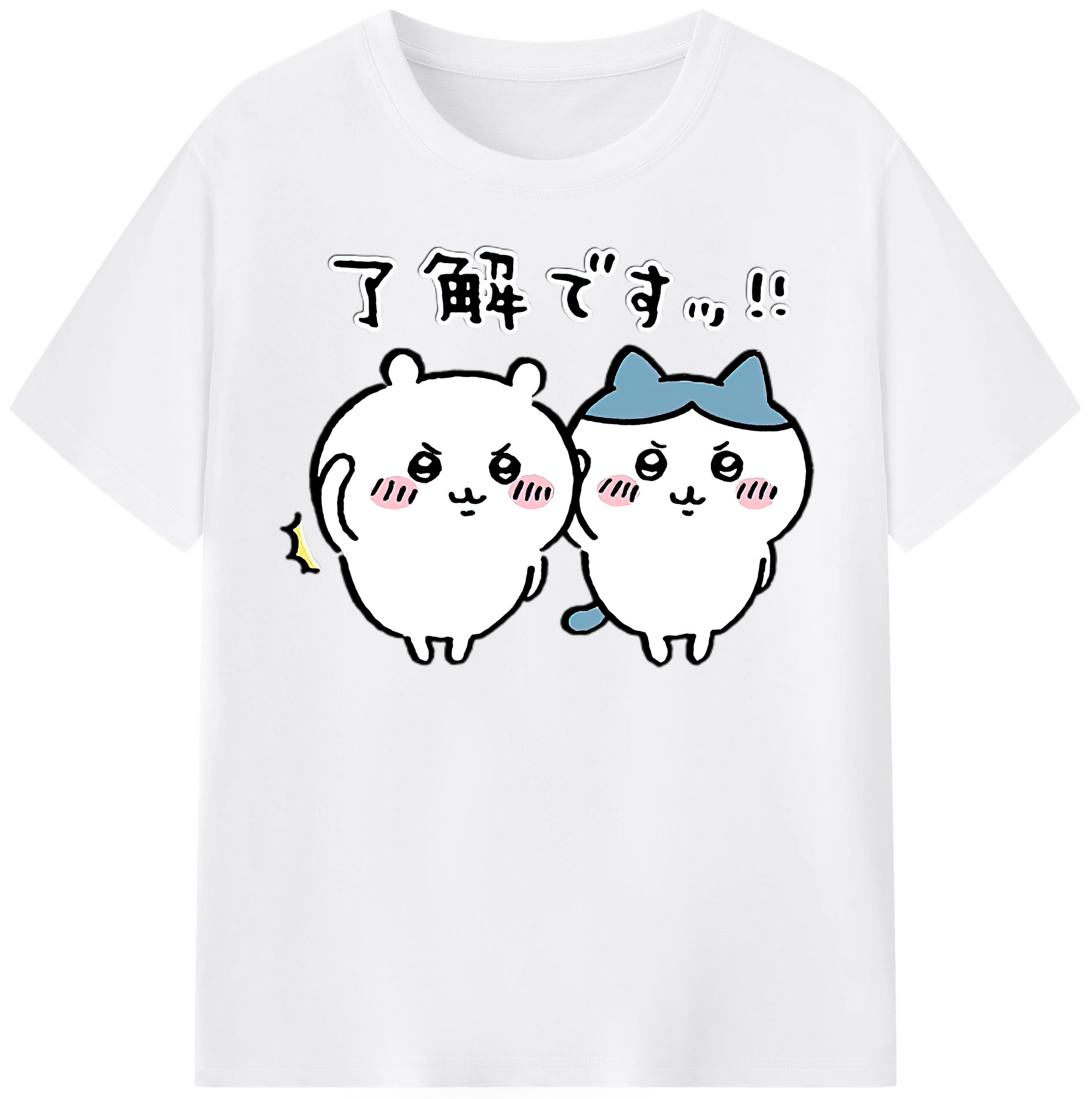 （画像用） ちいかわ ハチワレ Chii-kawa hachiware 綿100％半袖Tシャツ（フロントプリント）