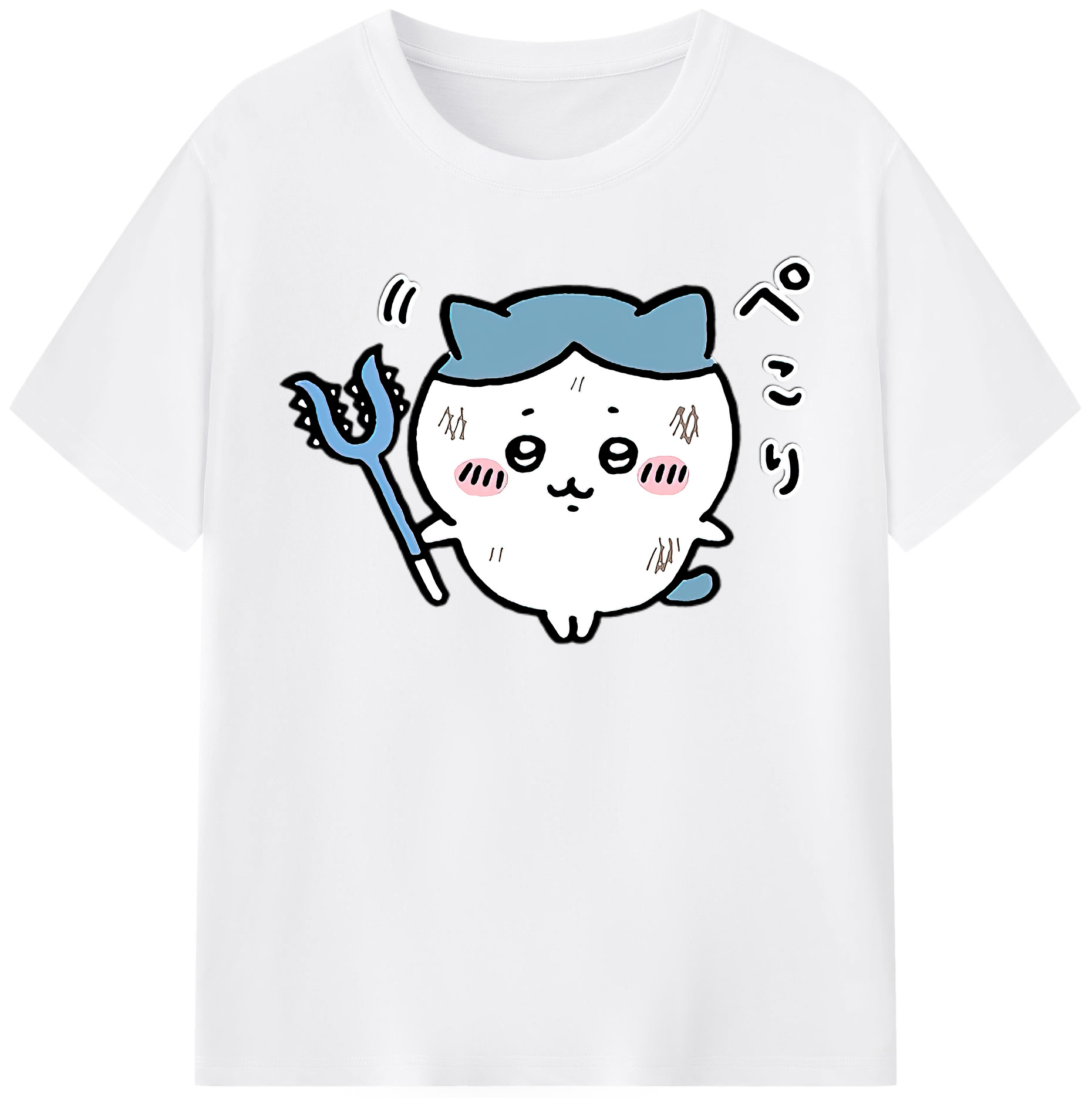 （画像用） ちいかわ ハチワレ Chii-kawa hachiware 綿100％半袖Tシャツ（フロントプリント）