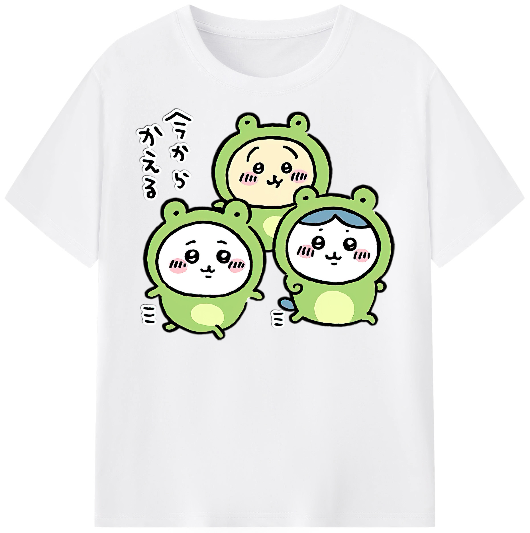 （画像用） ちいかわ ハチワレ Chii-kawa hachiware 綿100％半袖Tシャツ（フロントプリント）