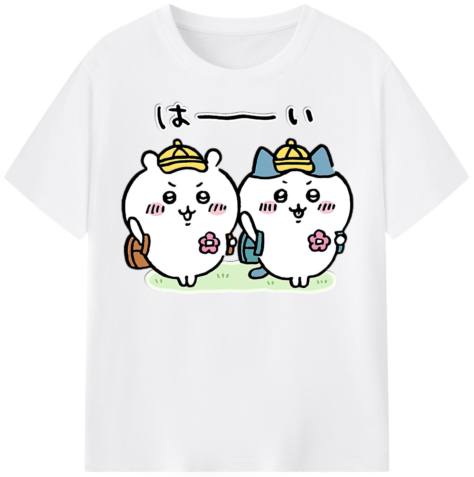 （画像用） ちいかわ ハチワレ Chii-kawa hachiware 綿100％半袖Tシャツ（フロントプリント）