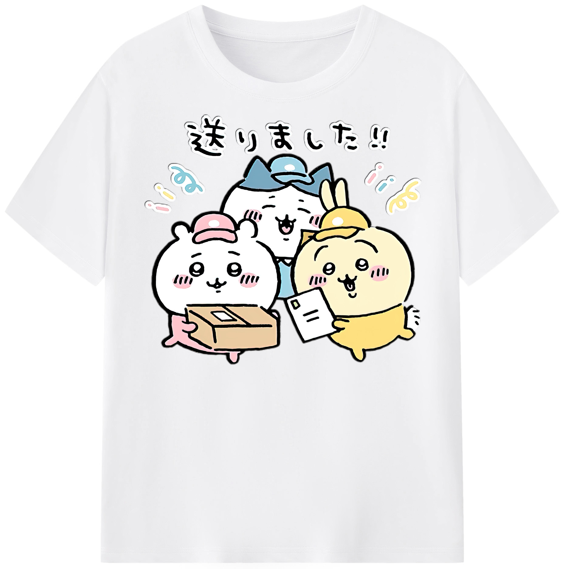 （画像用） ちいかわ ハチワレ Chii-kawa hachiware 綿100％半袖Tシャツ（フロントプリント）