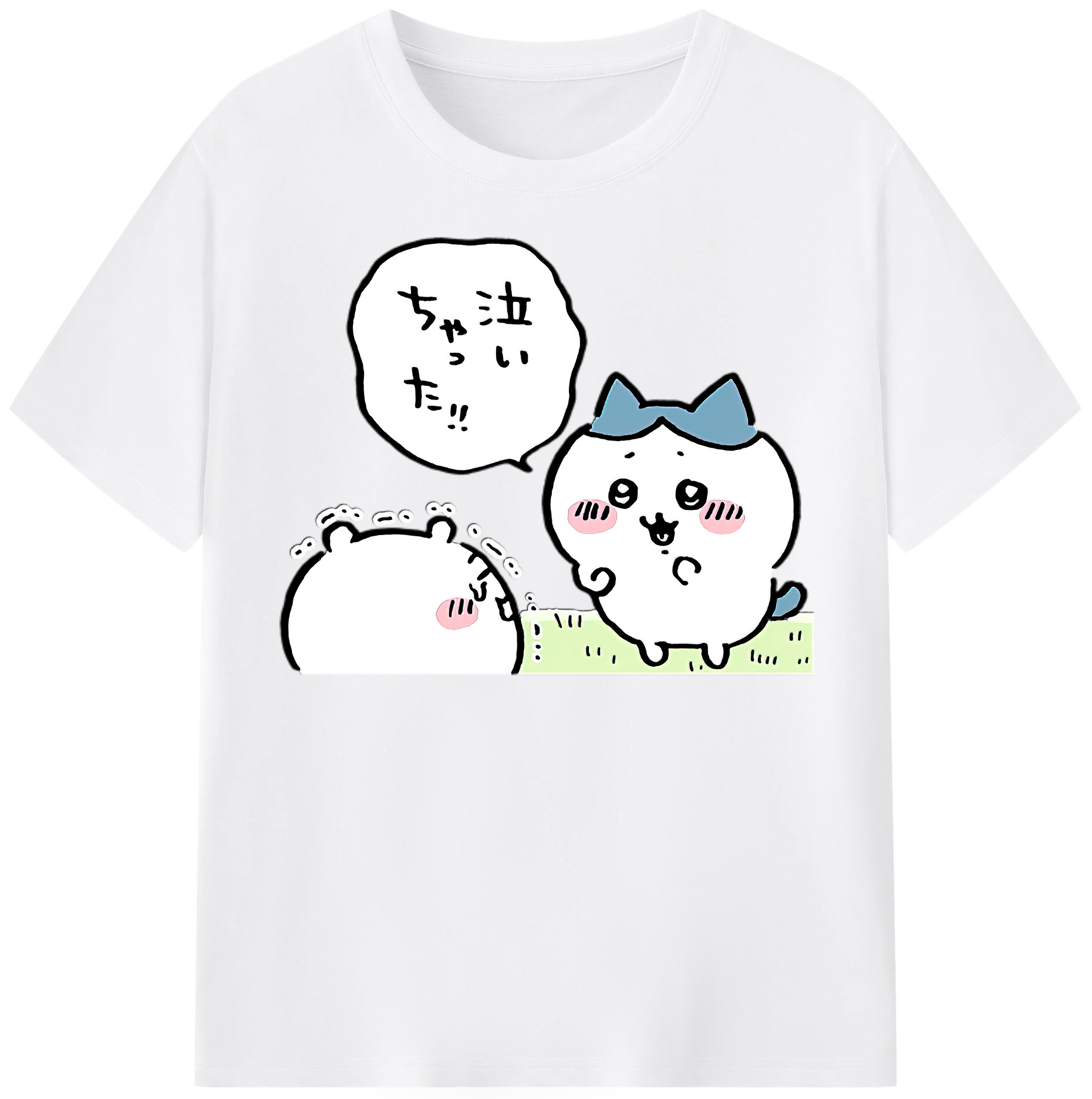 （画像用） ちいかわ ハチワレ Chii-kawa hachiware 綿100％半袖Tシャツ（フロントプリント）
