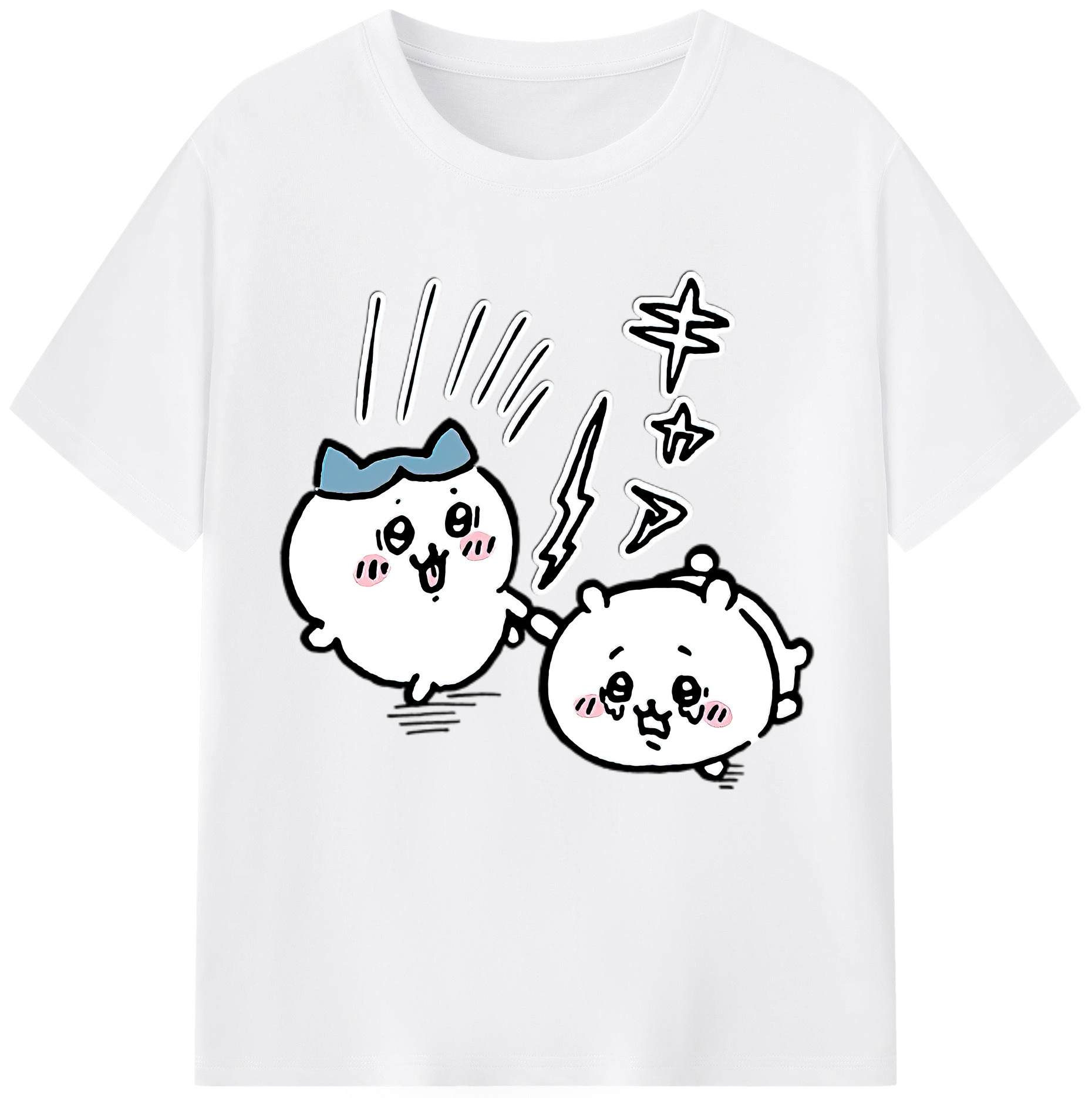 （画像用） ちいかわ ハチワレ Chii-kawa hachiware 綿100％半袖Tシャツ（フロントプリント）