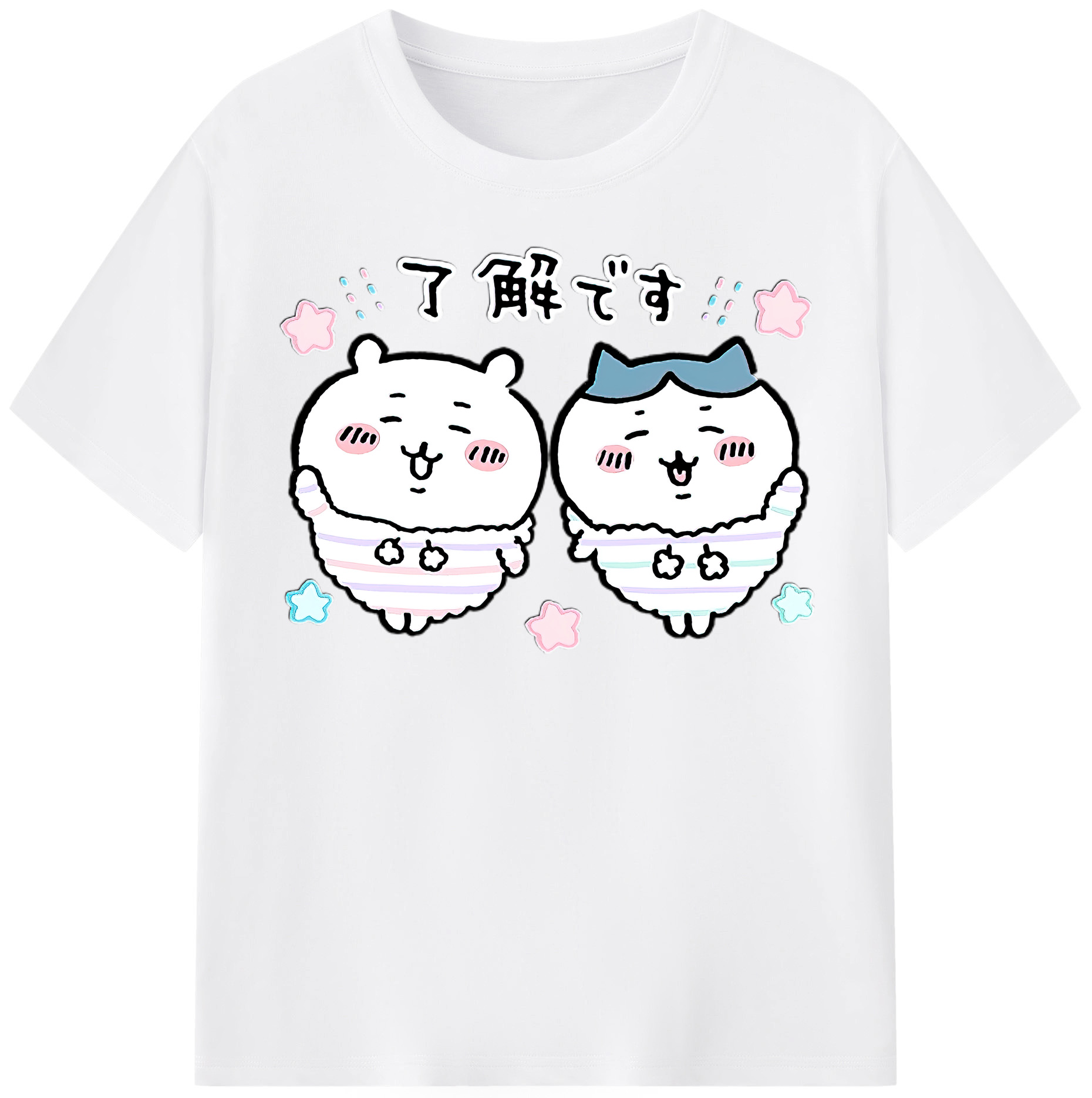 （画像用） ちいかわ ハチワレ Chii-kawa hachiware 綿100％半袖Tシャツ（フロントプリント）