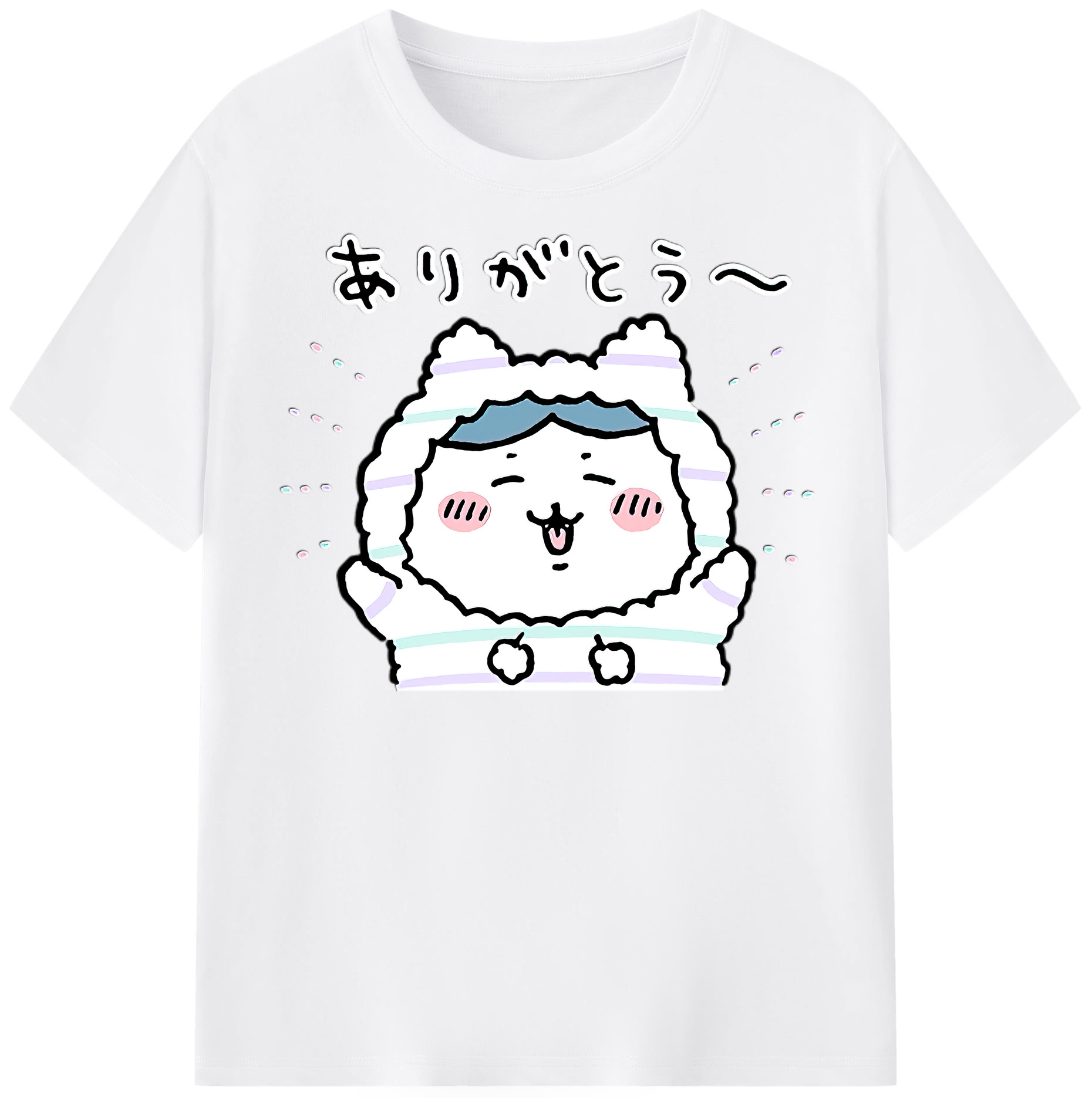 （画像用） ちいかわ ハチワレ Chii-kawa hachiware 綿100％半袖Tシャツ（フロントプリント）