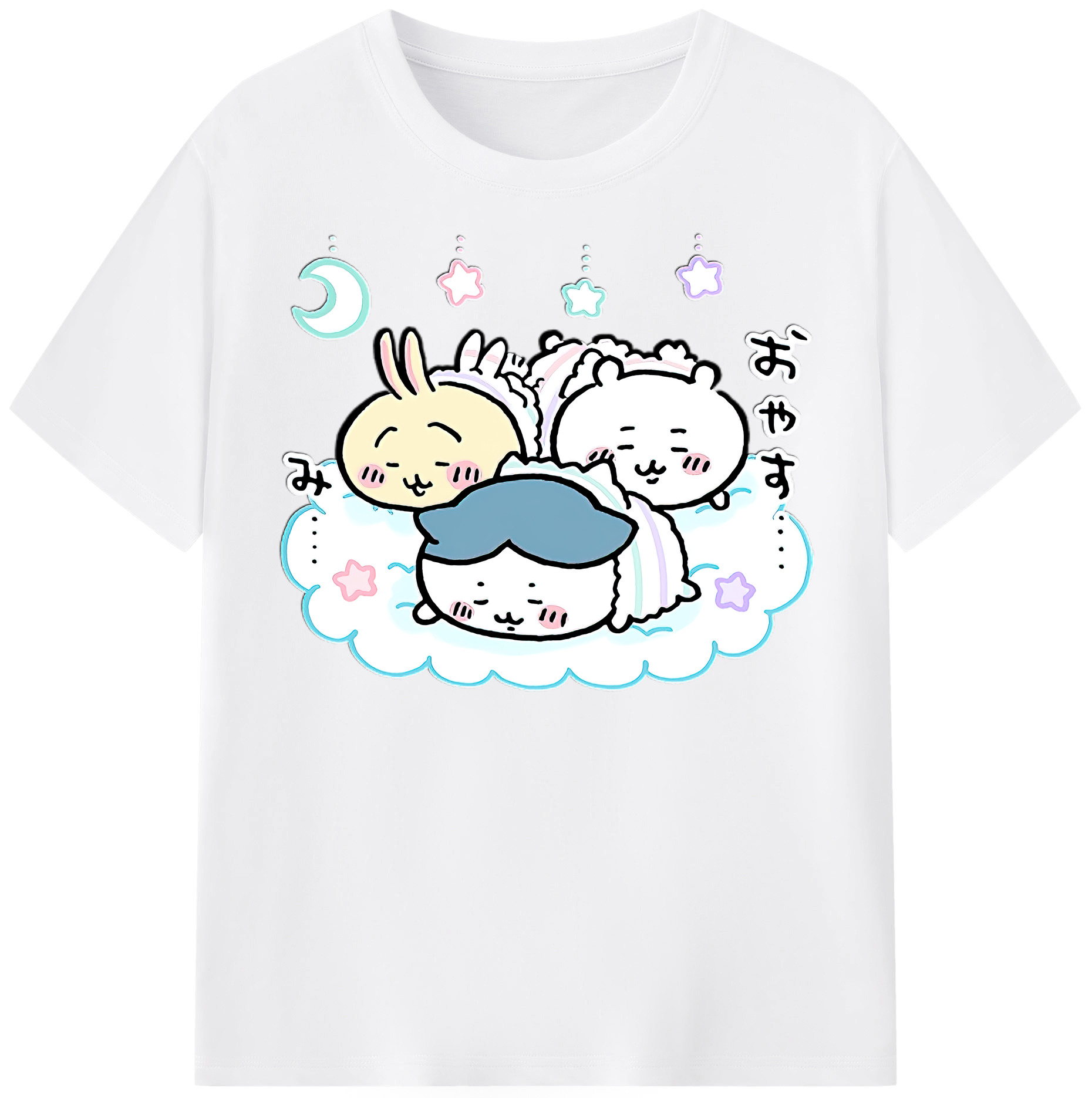 （画像用） ちいかわ ハチワレ Chii-kawa hachiware 綿100％半袖Tシャツ（フロントプリント）