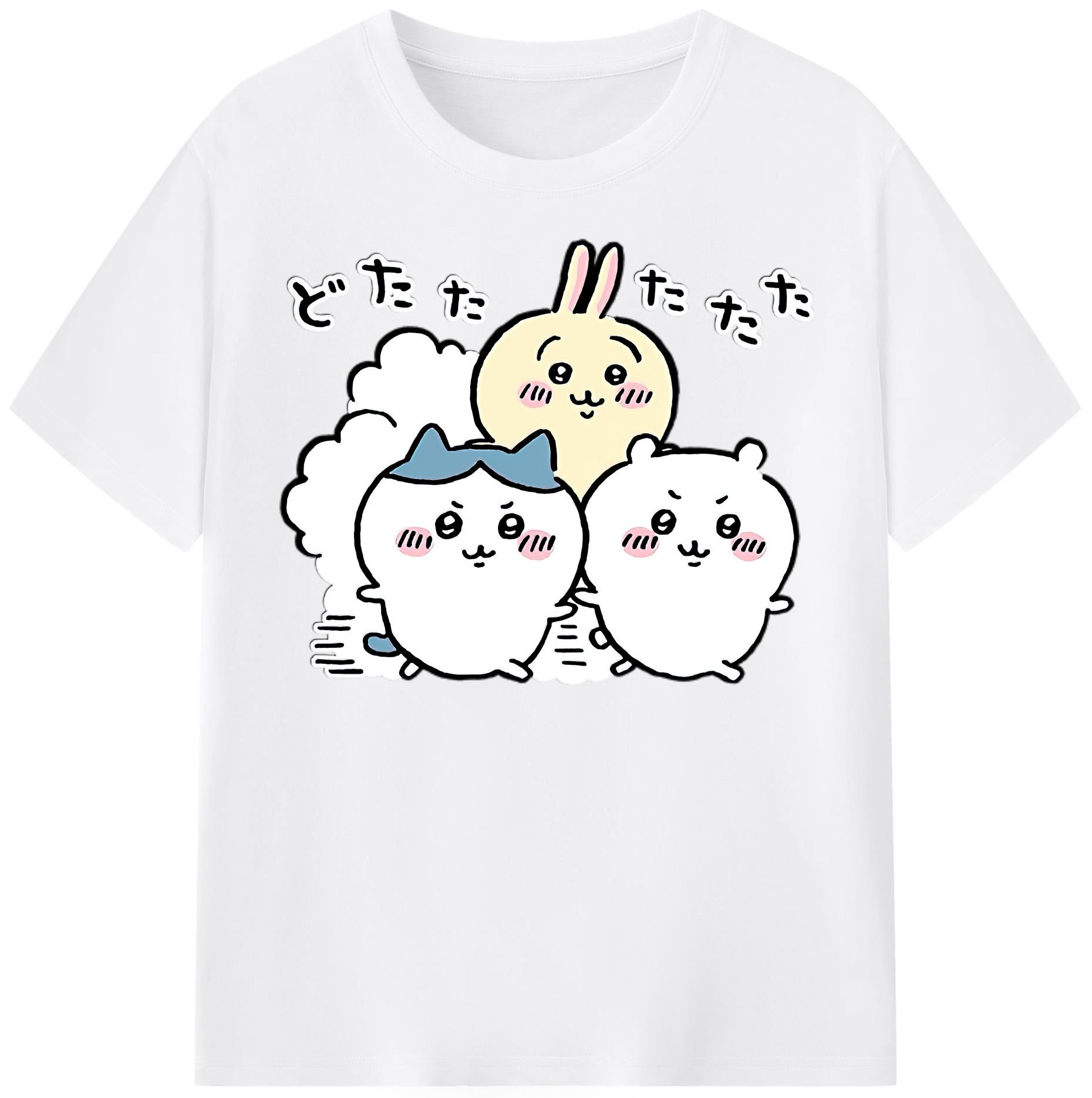 （画像用） ちいかわ ハチワレ Chii-kawa hachiware 綿100％半袖Tシャツ（フロントプリント）
