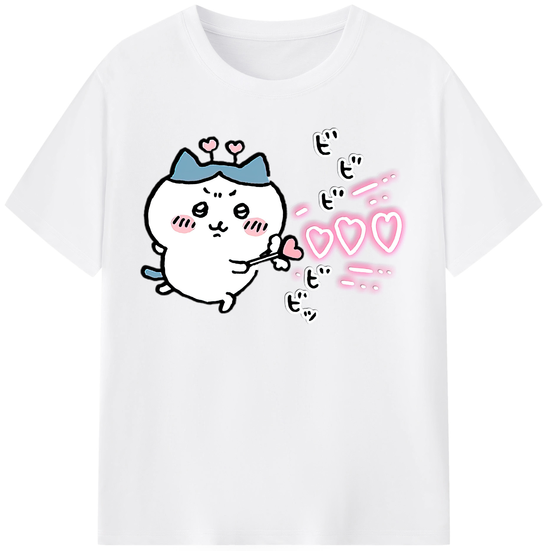（画像用） ちいかわ ハチワレ Chii-kawa hachiware 綿100％半袖Tシャツ（フロントプリント）