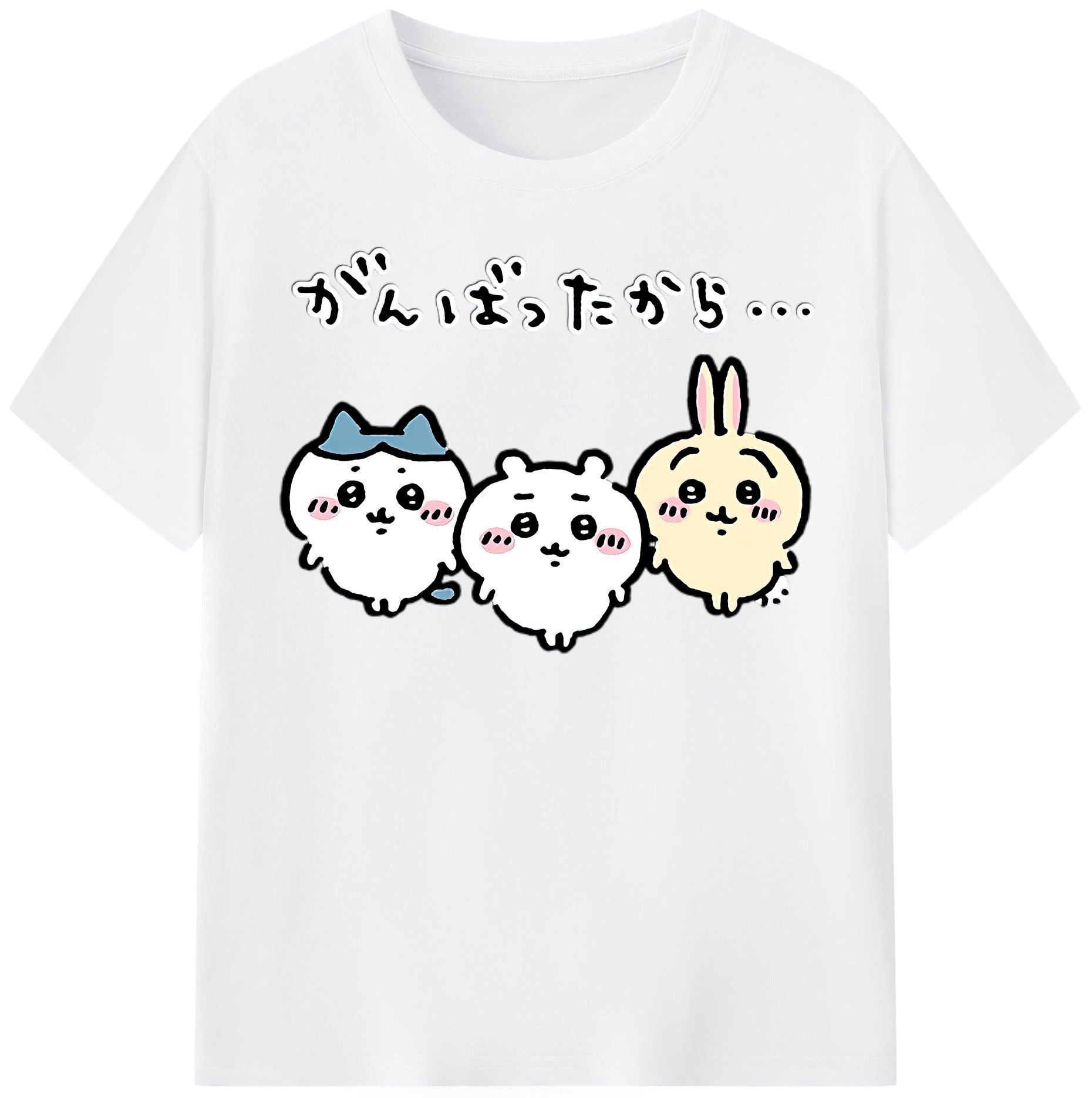 （画像用） ちいかわ ハチワレ Chii-kawa hachiware 綿100％半袖Tシャツ（フロントプリント）