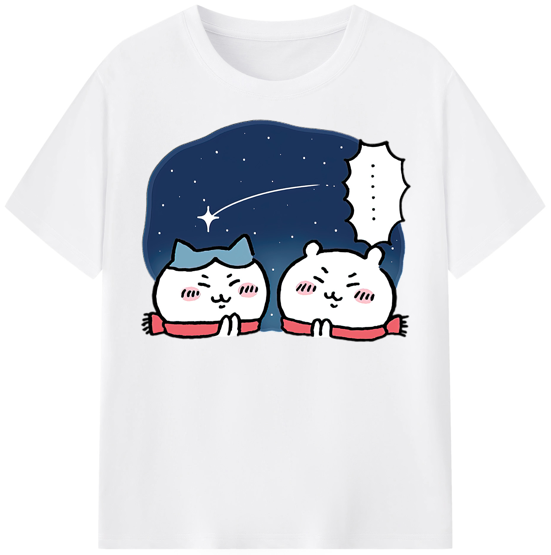 （画像用） ちいかわ ハチワレ Chii-kawa hachiware 綿100％半袖Tシャツ（フロントプリント）