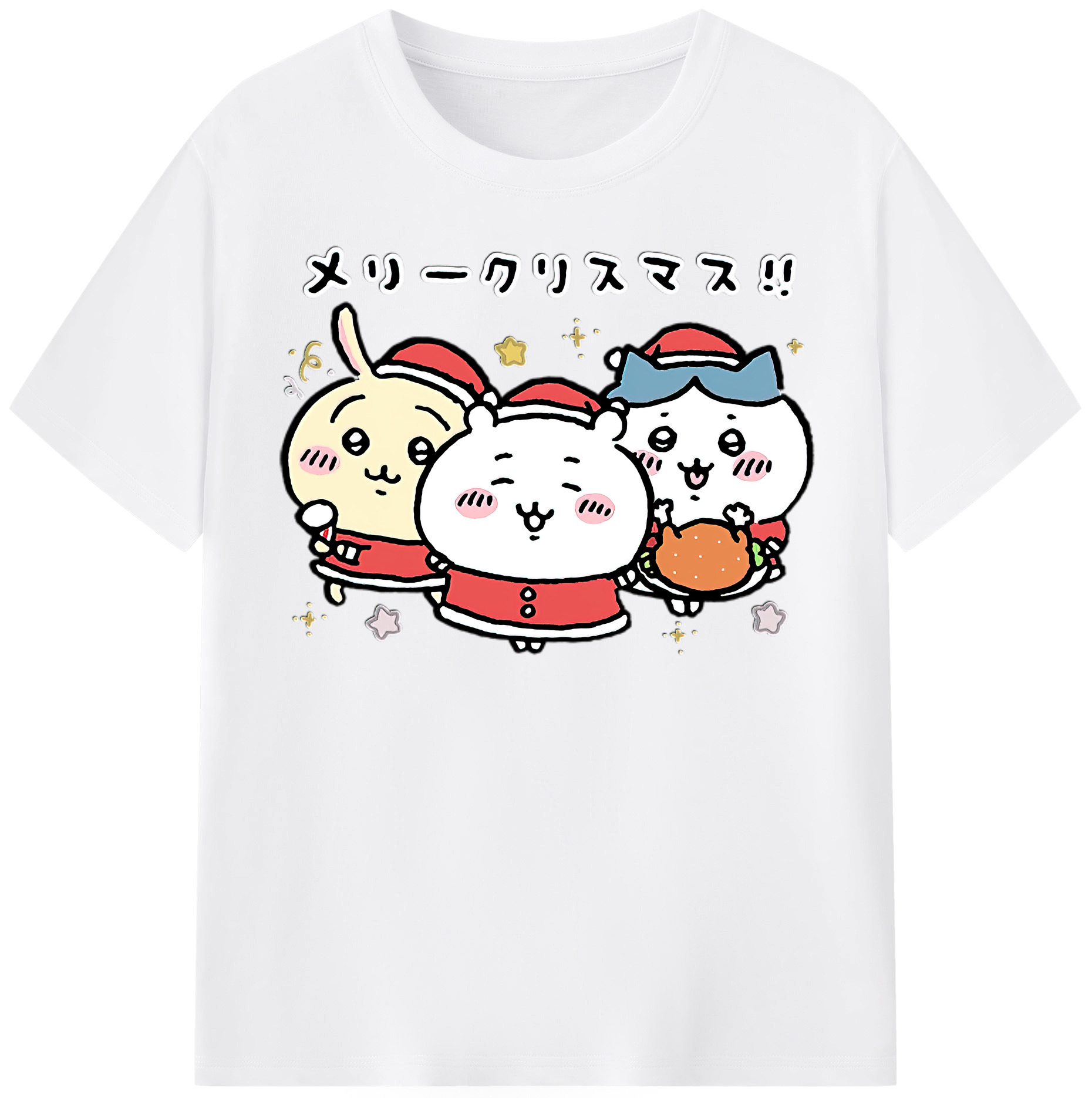 （画像用） ちいかわ ハチワレ Chii-kawa hachiware 綿100％半袖Tシャツ（フロントプリント）