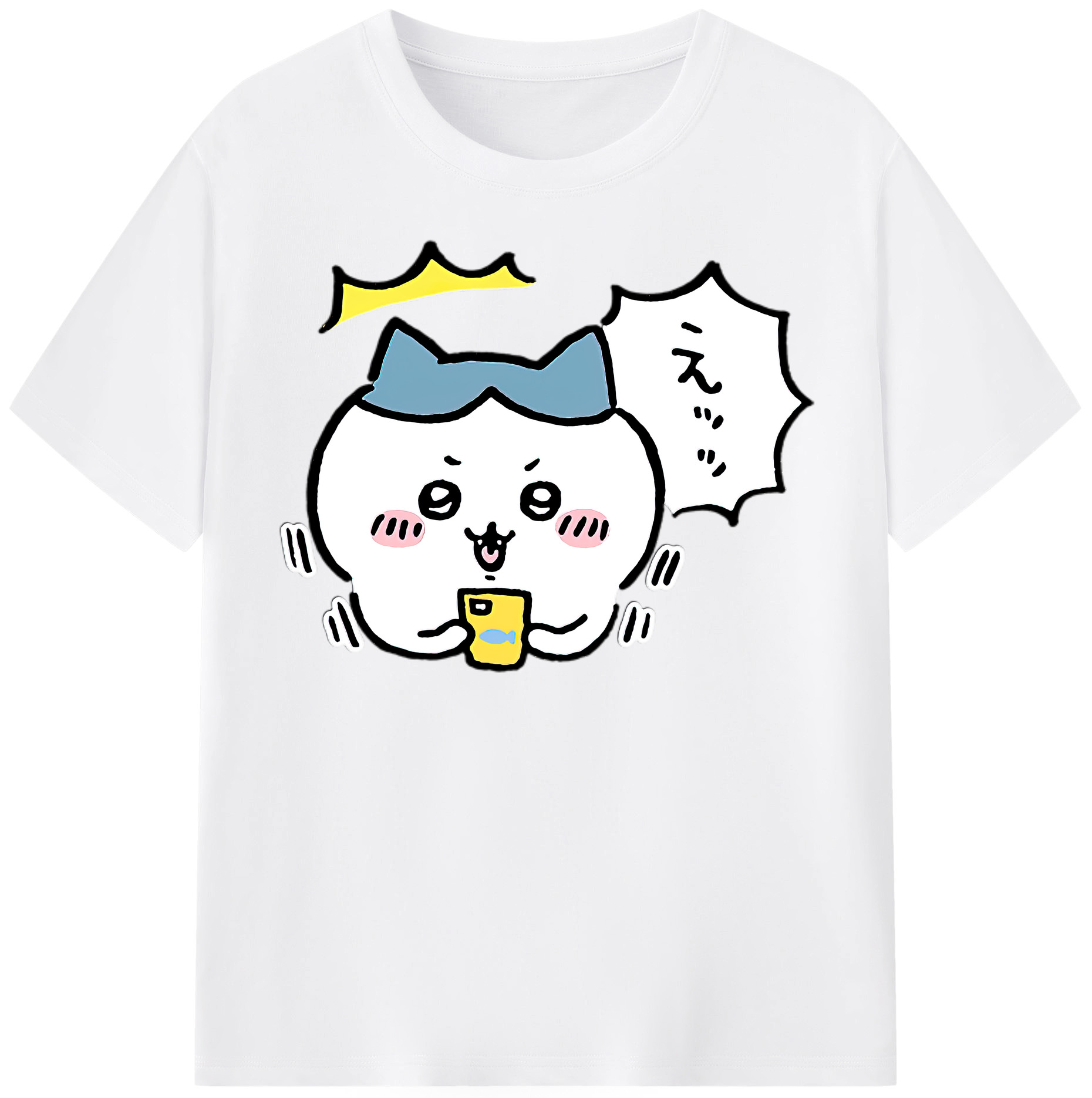（画像用） ちいかわ ハチワレ Chii-kawa hachiware 綿100％半袖Tシャツ（フロントプリント）