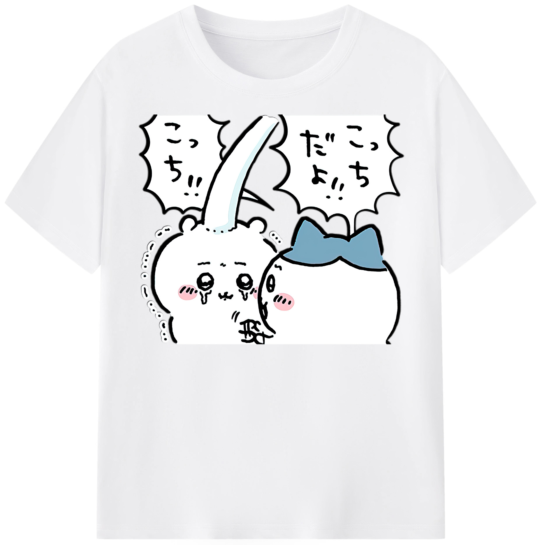 （画像用） ちいかわ ハチワレ Chii-kawa hachiware 綿100％半袖Tシャツ（フロントプリント）