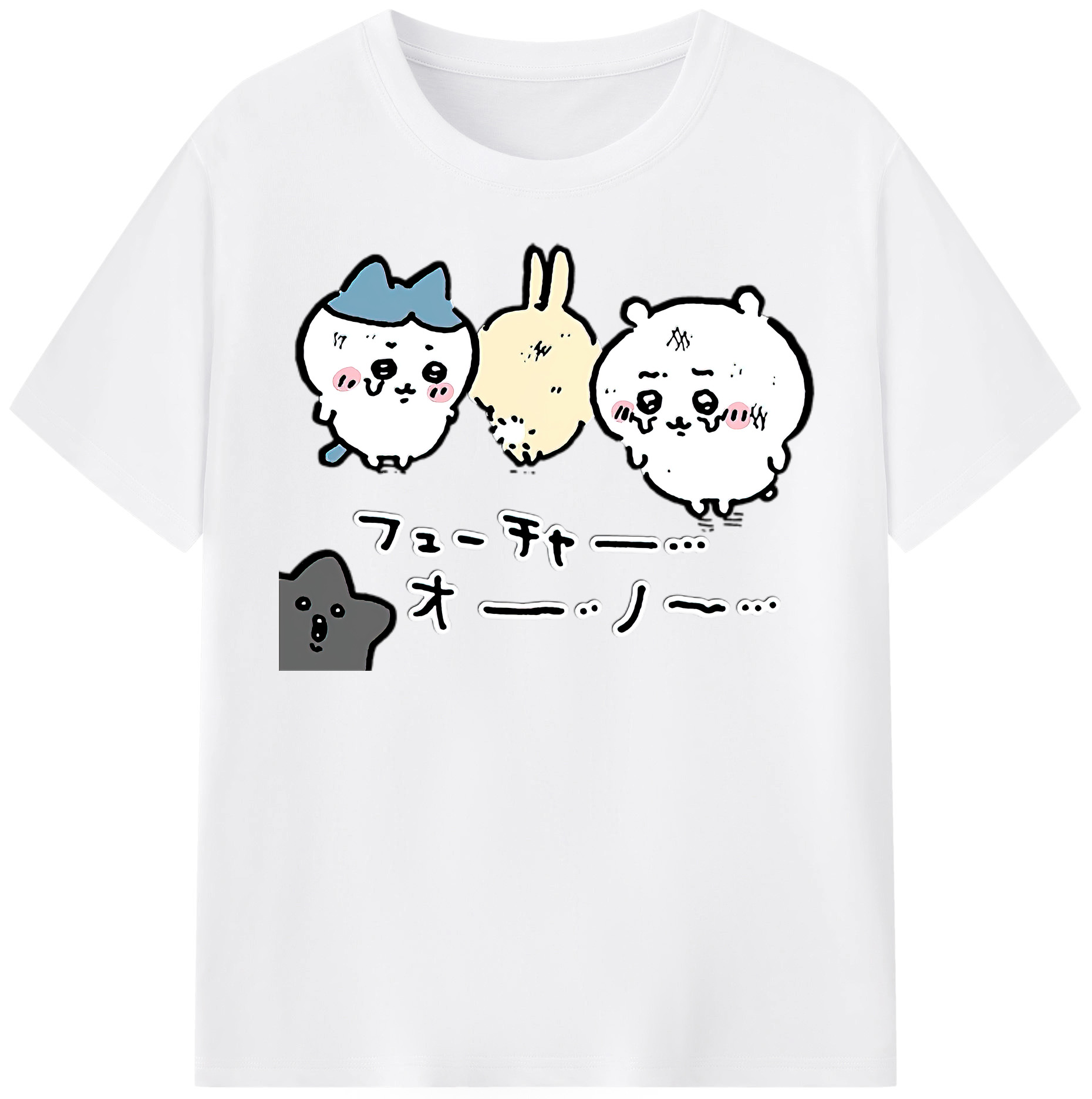 （画像用） ちいかわ ハチワレ Chii-kawa hachiware 綿100％半袖Tシャツ（フロントプリント）