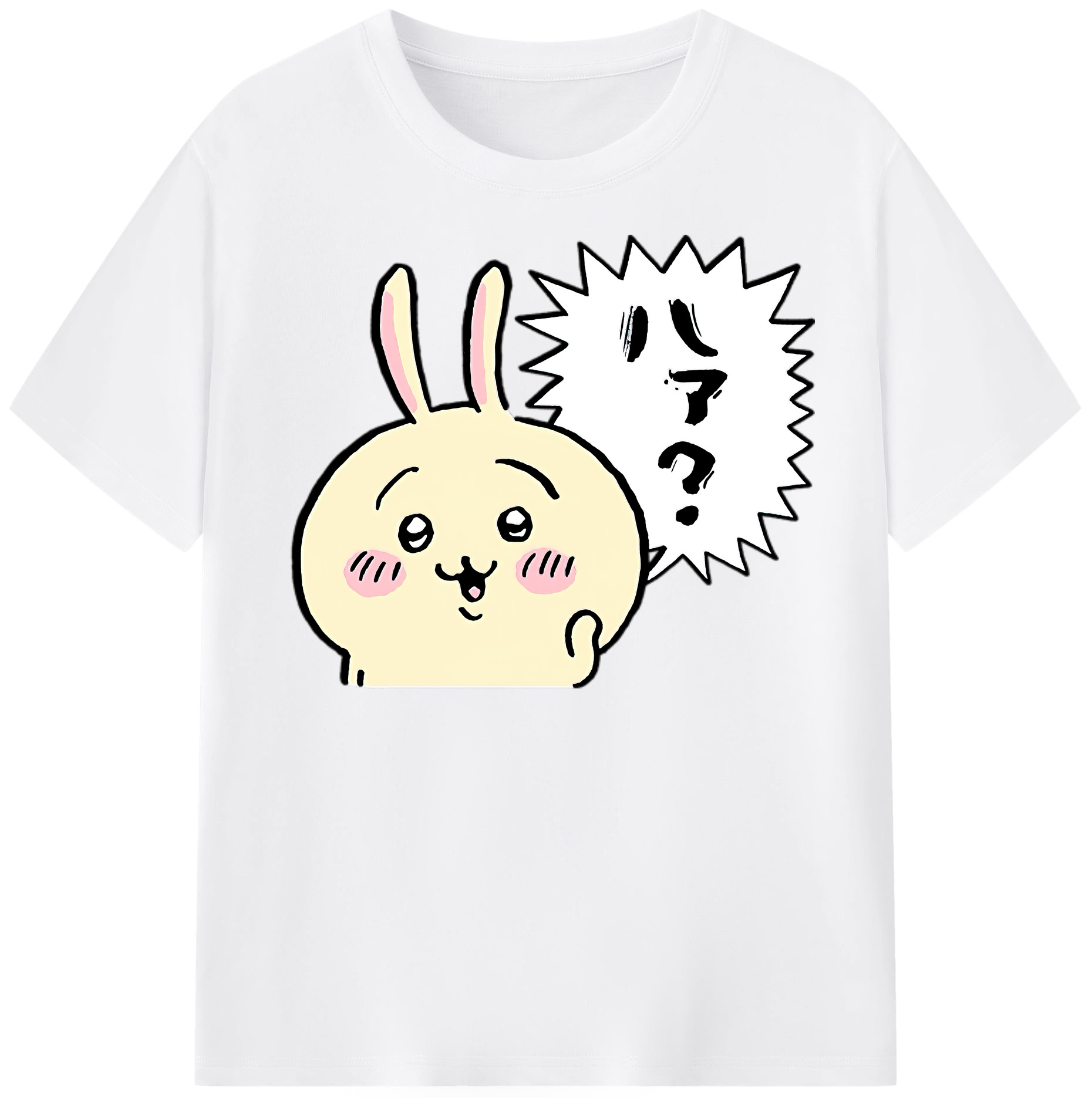 （画像用） ちいかわ うさぎ Chii-kawa usagi 綿100％半袖Tシャツ（フロントプリント）