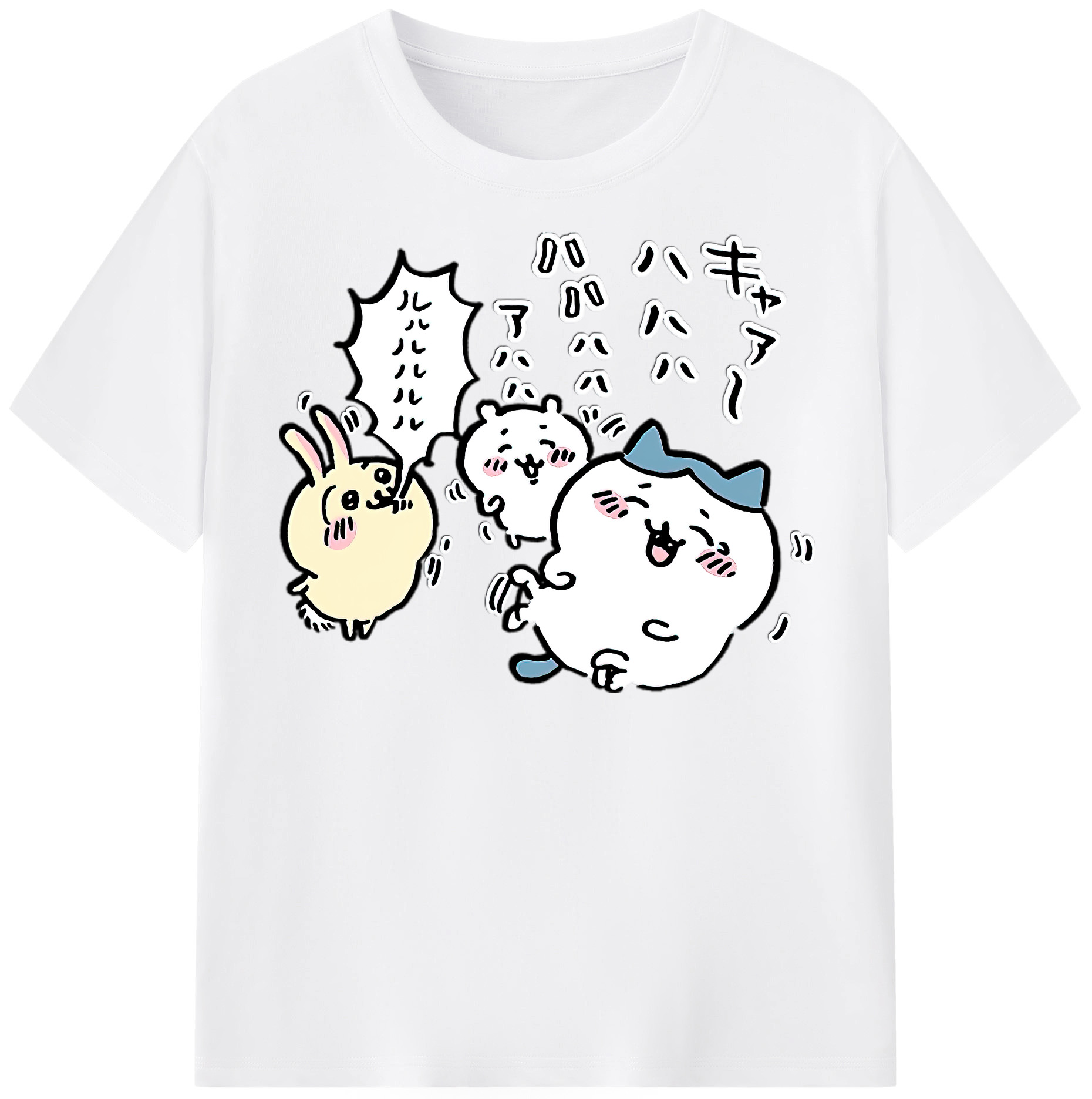 （画像用） ちいかわ うさぎ Chii-kawa usagi 綿100％半袖Tシャツ（フロントプリント）