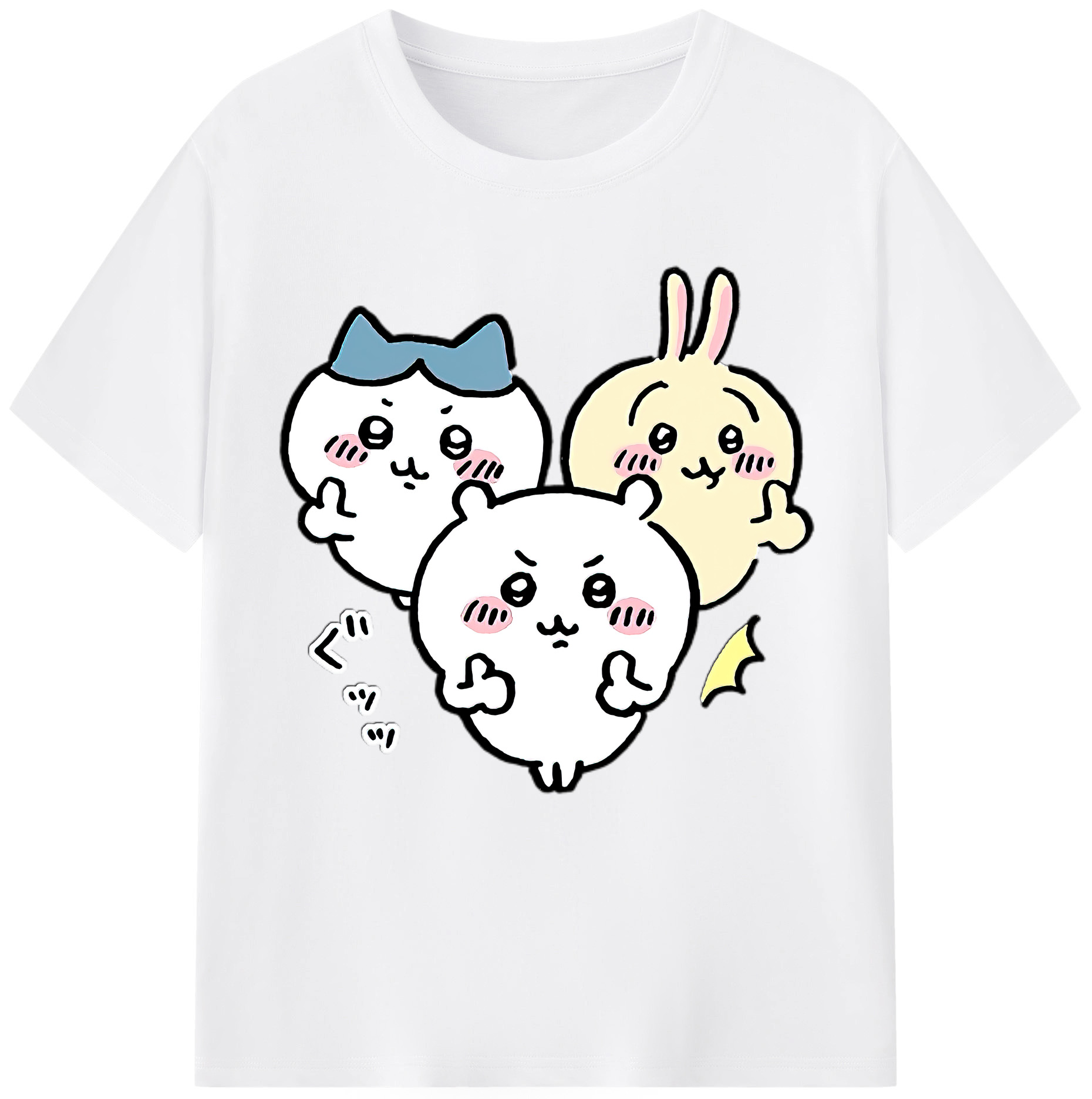 （画像用） ちいかわ うさぎ Chii-kawa usagi 綿100％半袖Tシャツ（フロントプリント）