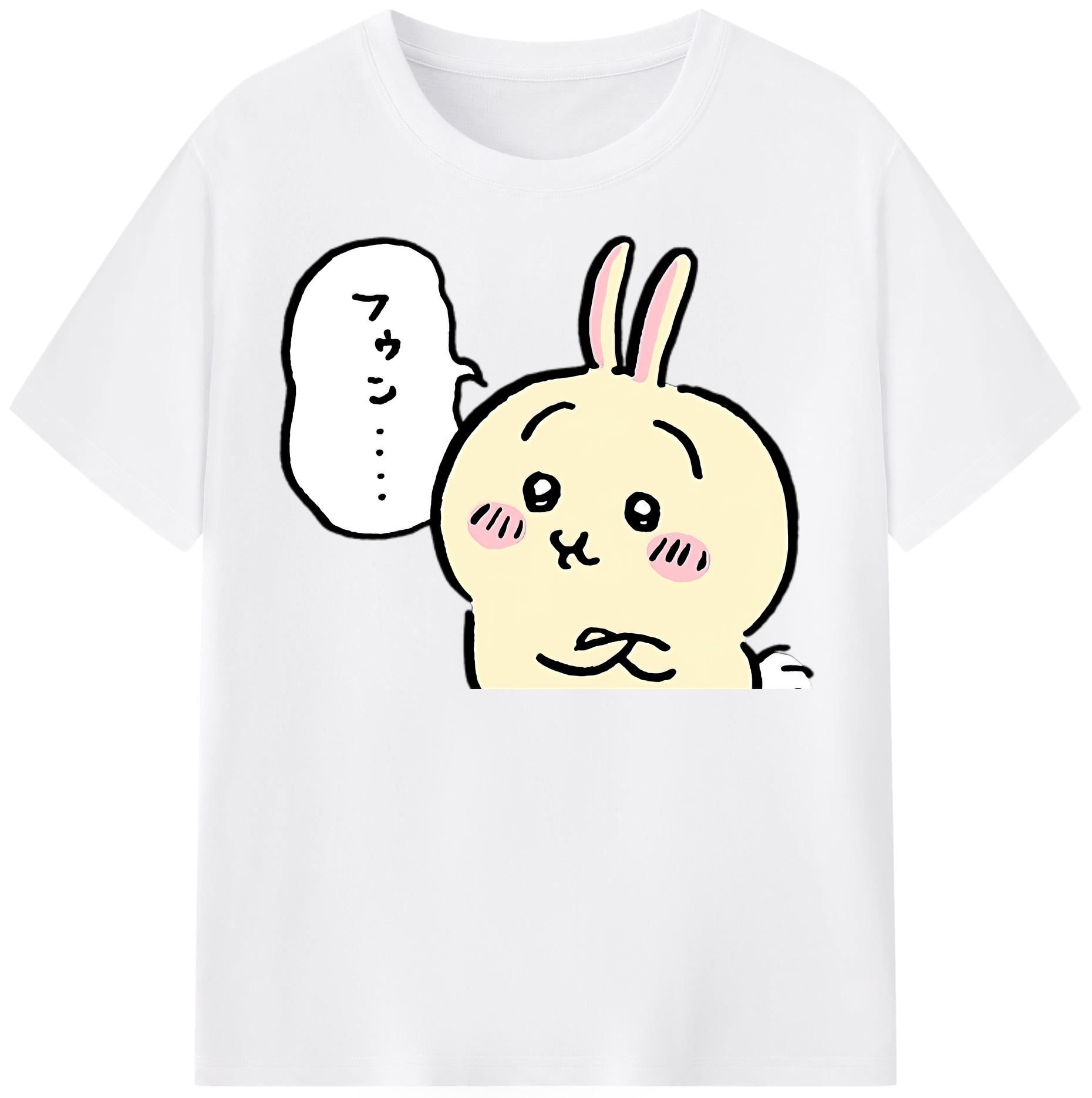 （画像用） ちいかわ うさぎ Chii-kawa usagi 綿100％半袖Tシャツ（フロントプリント）