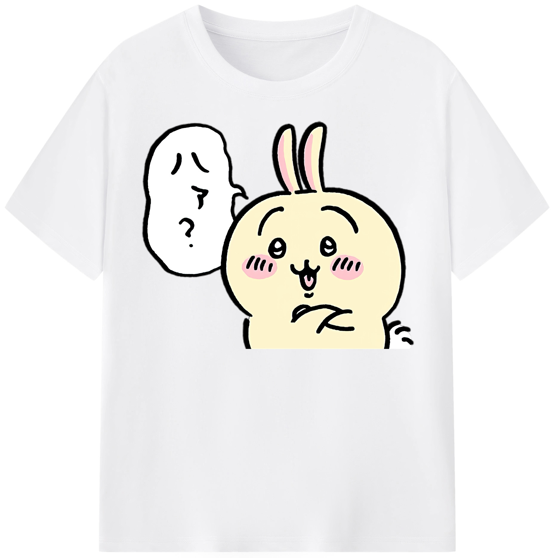 （画像用） ちいかわ うさぎ Chii-kawa usagi 綿100％半袖Tシャツ（フロントプリント）