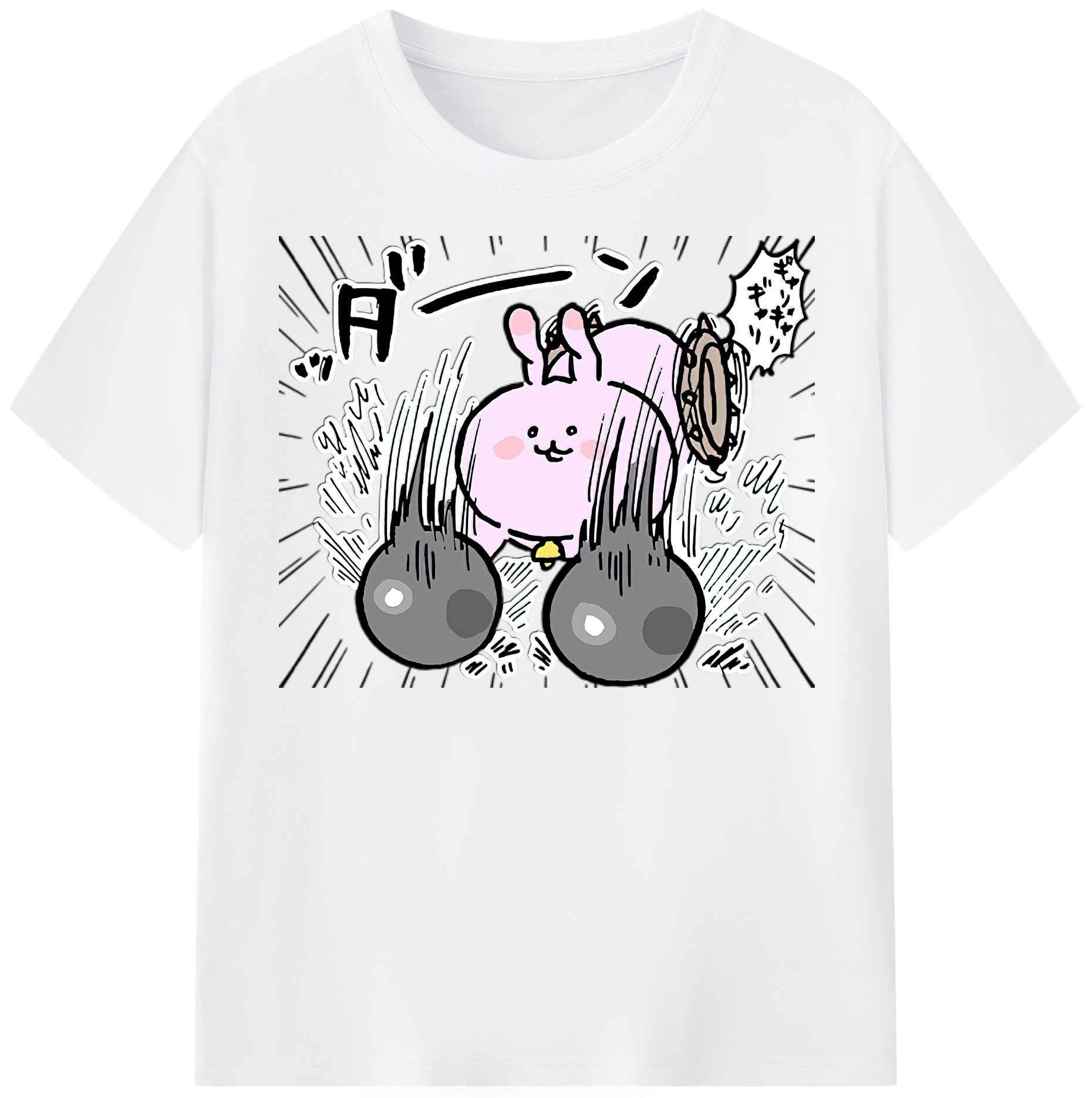 （画像用） ちいかわ うさぎ Chii-kawa usagi 綿100％半袖Tシャツ（フロントプリント）