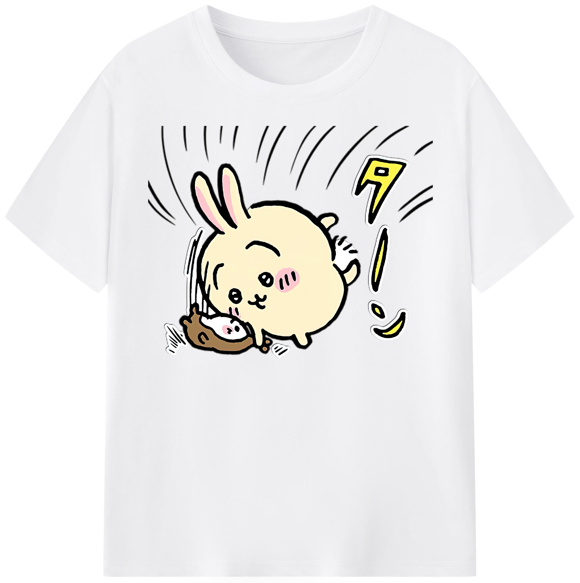 （画像用） ちいかわ うさぎ Chii-kawa usagi 綿100％半袖Tシャツ（フロントプリント）