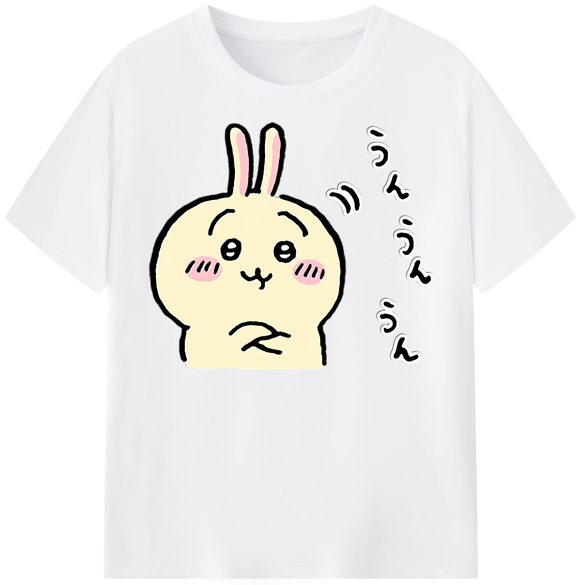 （画像用） ちいかわ うさぎ Chii-kawa usagi 綿100％半袖Tシャツ（フロントプリント）