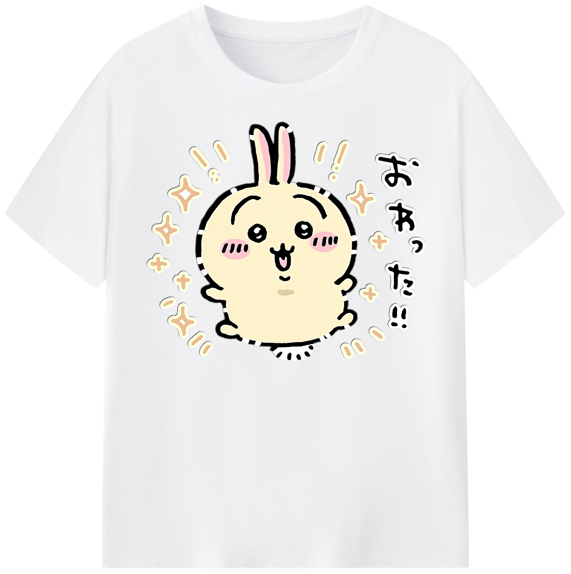 （画像用） ちいかわ うさぎ Chii-kawa usagi 綿100％半袖Tシャツ（フロントプリント）