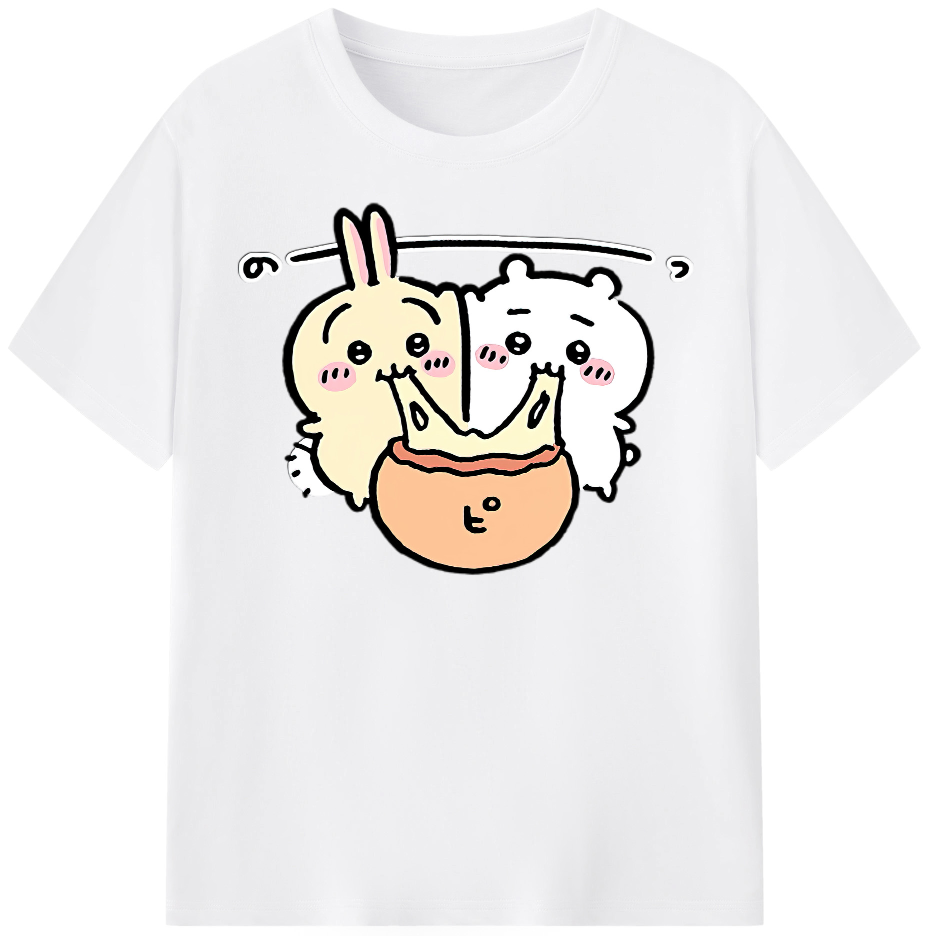 （画像用） ちいかわ うさぎ Chii-kawa usagi 綿100％半袖Tシャツ（フロントプリント）