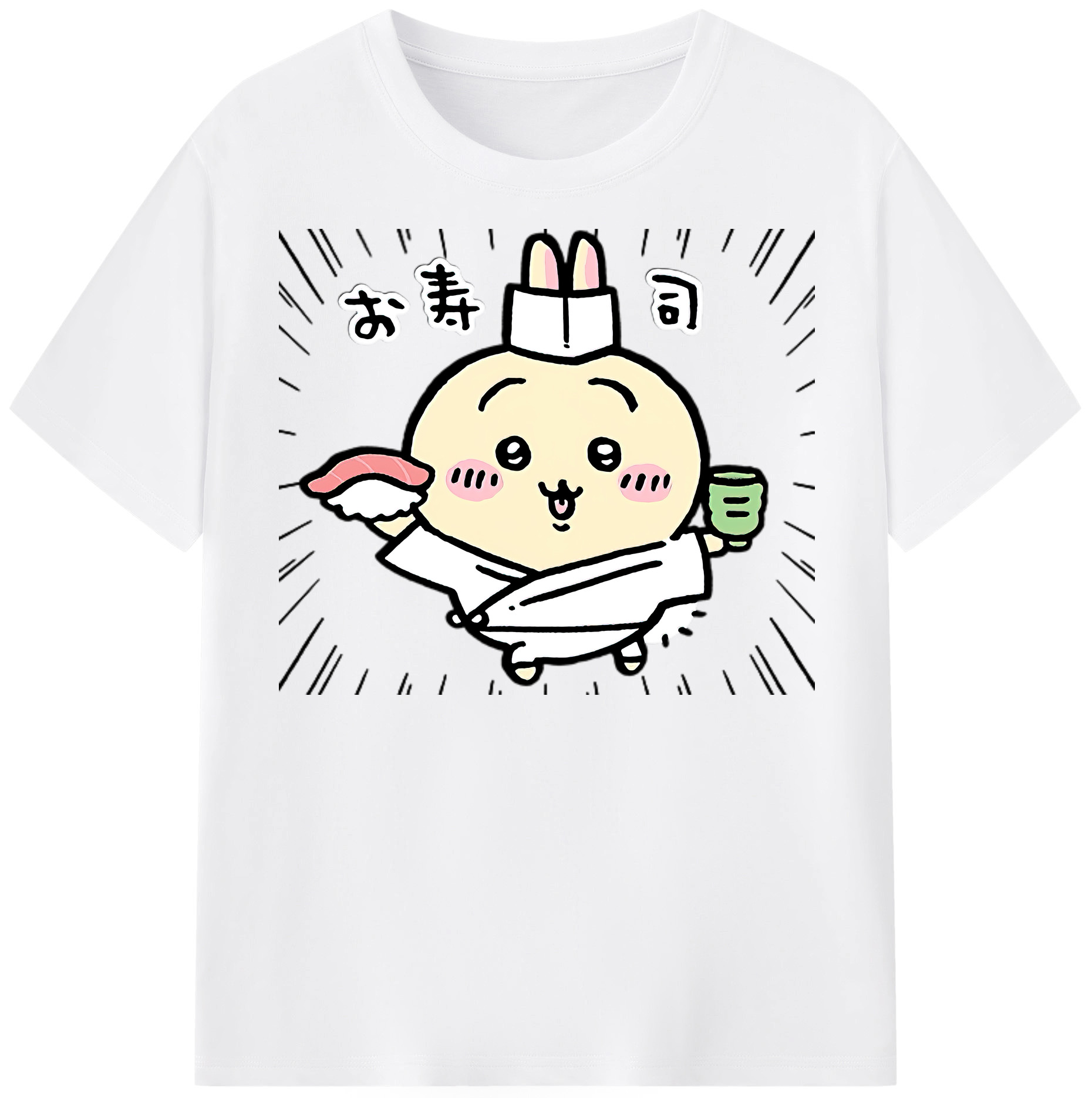 （画像用） ちいかわ うさぎ Chii-kawa usagi 綿100％半袖Tシャツ（フロントプリント）