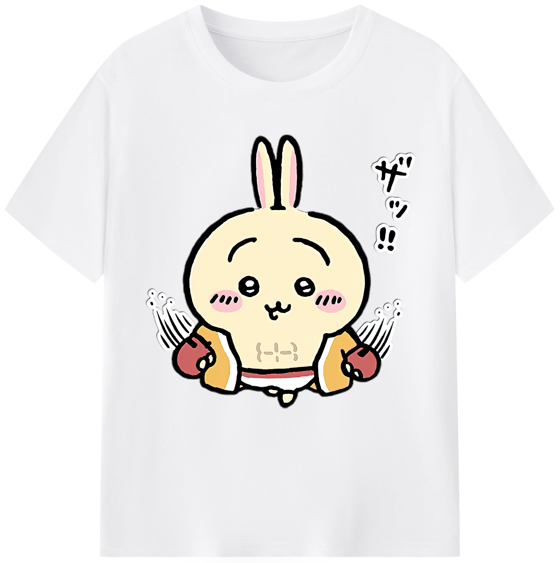 （画像用） ちいかわ うさぎ Chii-kawa usagi 綿100％半袖Tシャツ（フロントプリント）