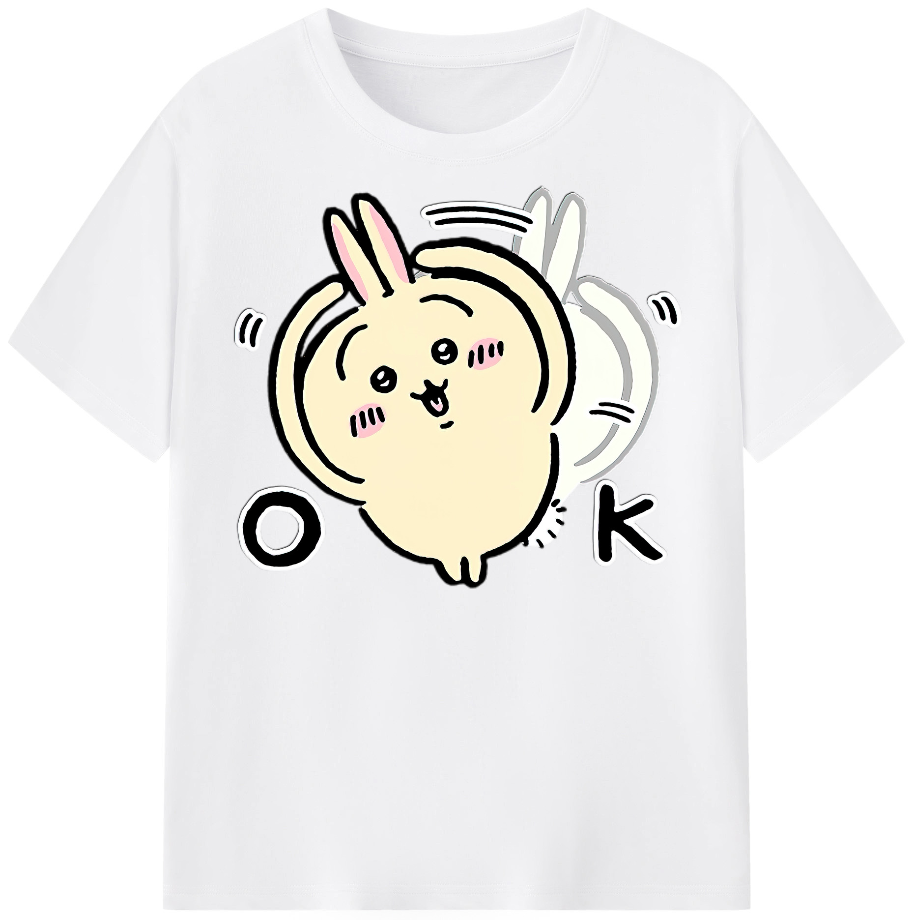 （画像用） ちいかわ うさぎ Chii-kawa usagi 綿100％半袖Tシャツ（フロントプリント）