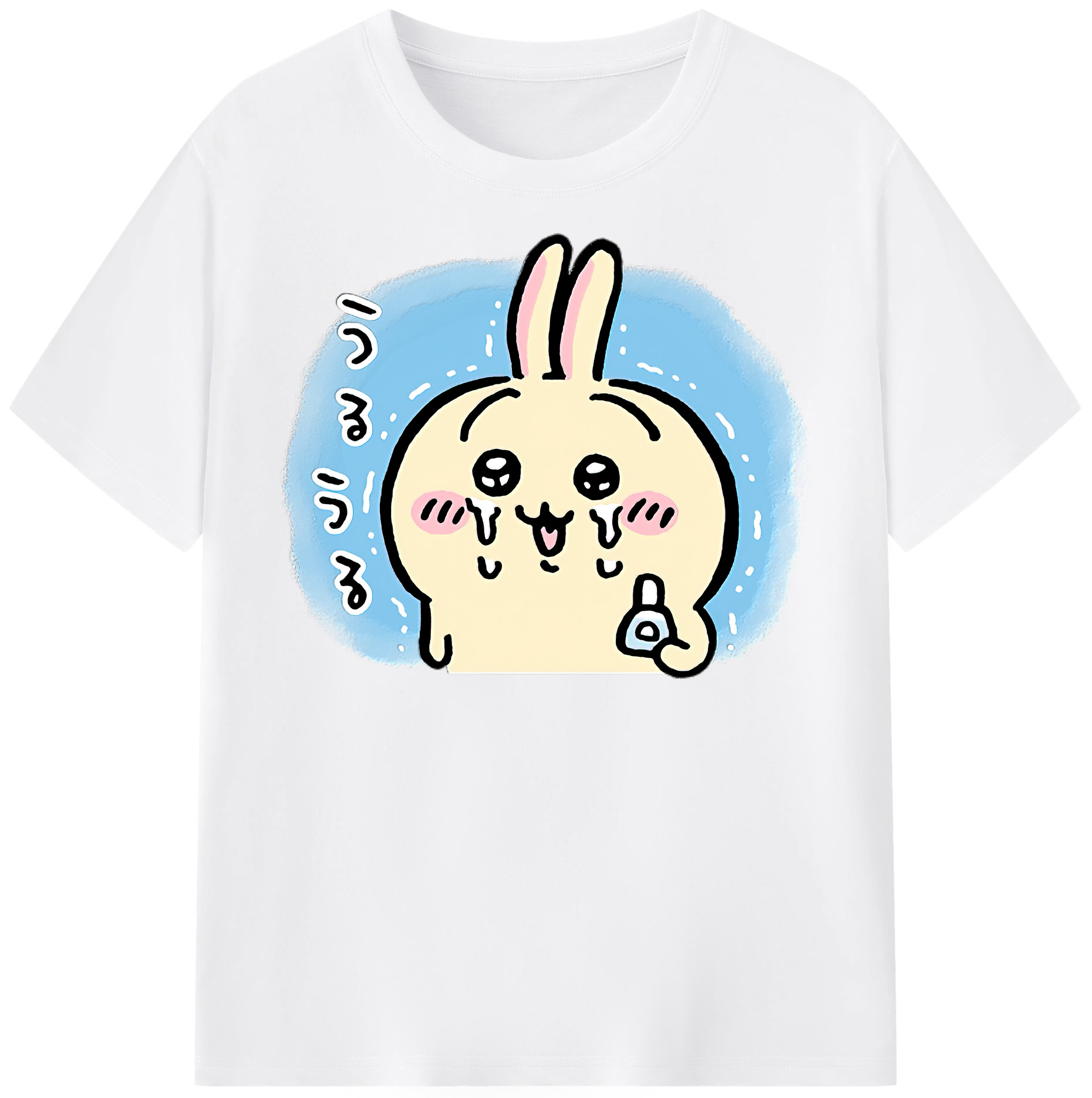 （画像用） ちいかわ うさぎ Chii-kawa usagi 綿100％半袖Tシャツ（フロントプリント）