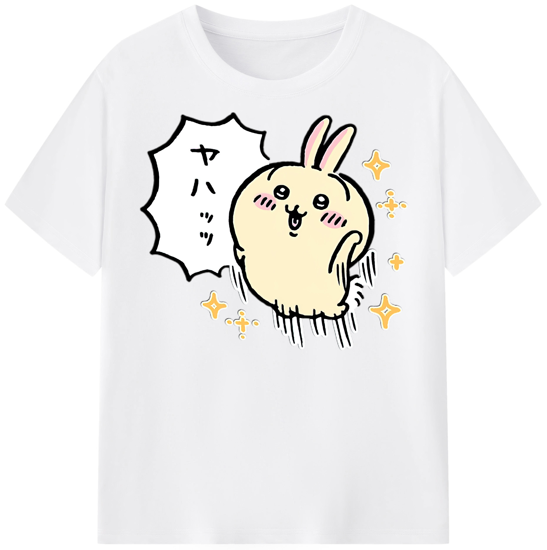 （画像用） ちいかわ うさぎ Chii-kawa usagi 綿100％半袖Tシャツ（フロントプリント）