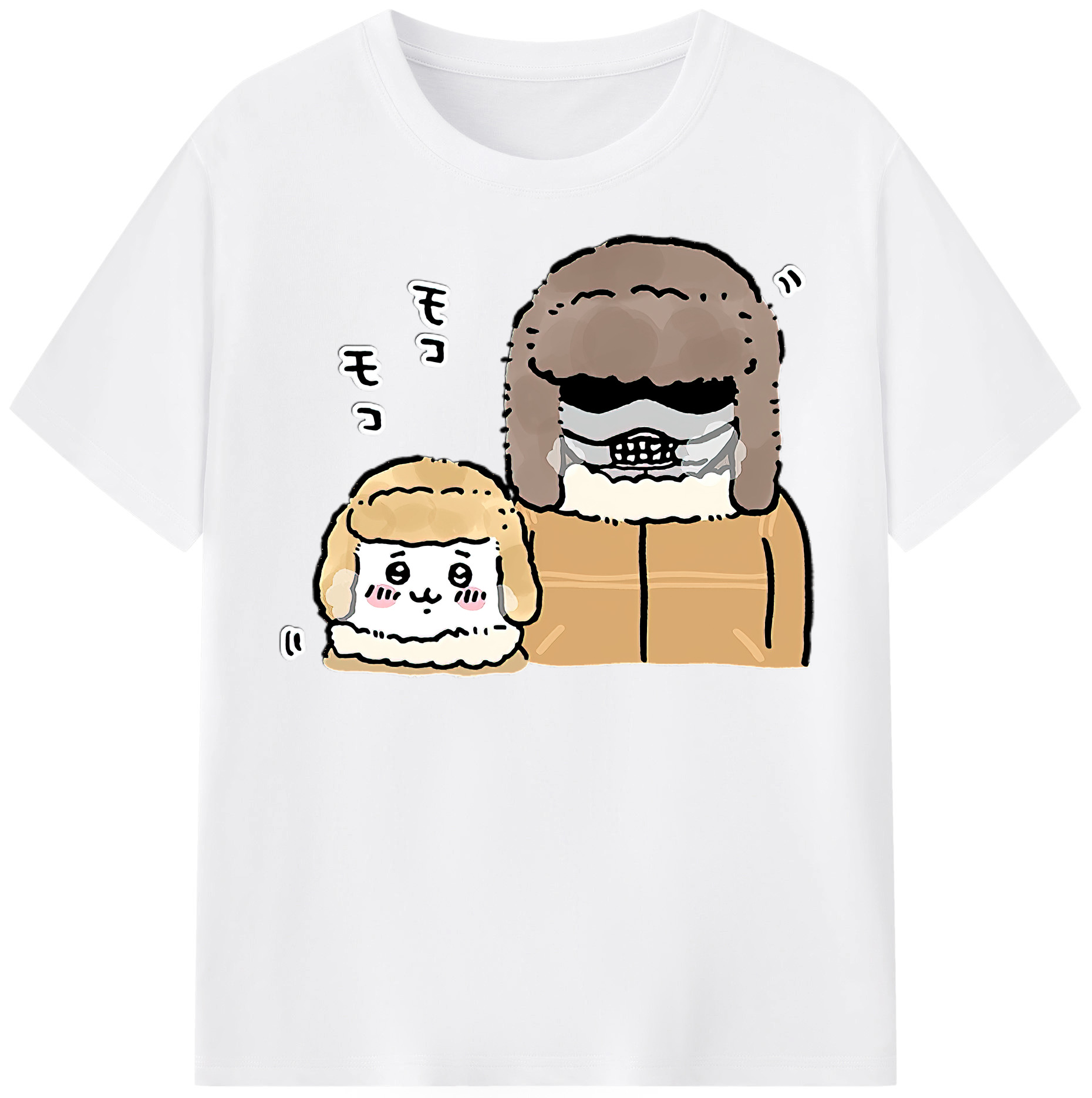 （画像用） ちいかわ 労働の鎧さん Chii-kawa Mr. Armor of Labor 綿100％半袖Tシャツ（フロントプリント）