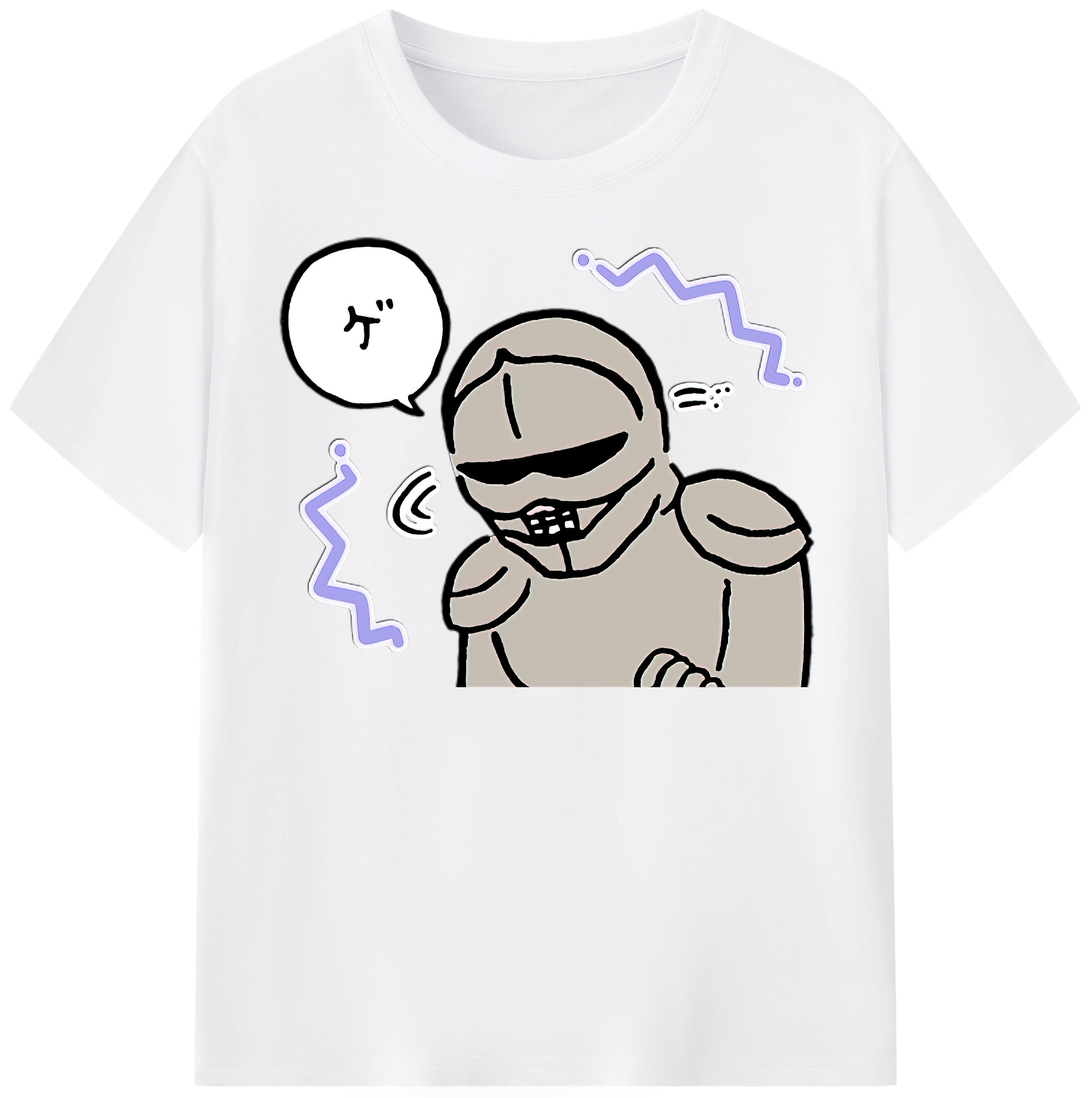（画像用） ちいかわ 労働の鎧さん Chii-kawa Mr. Armor of Labor 綿100％半袖Tシャツ（フロントプリント）