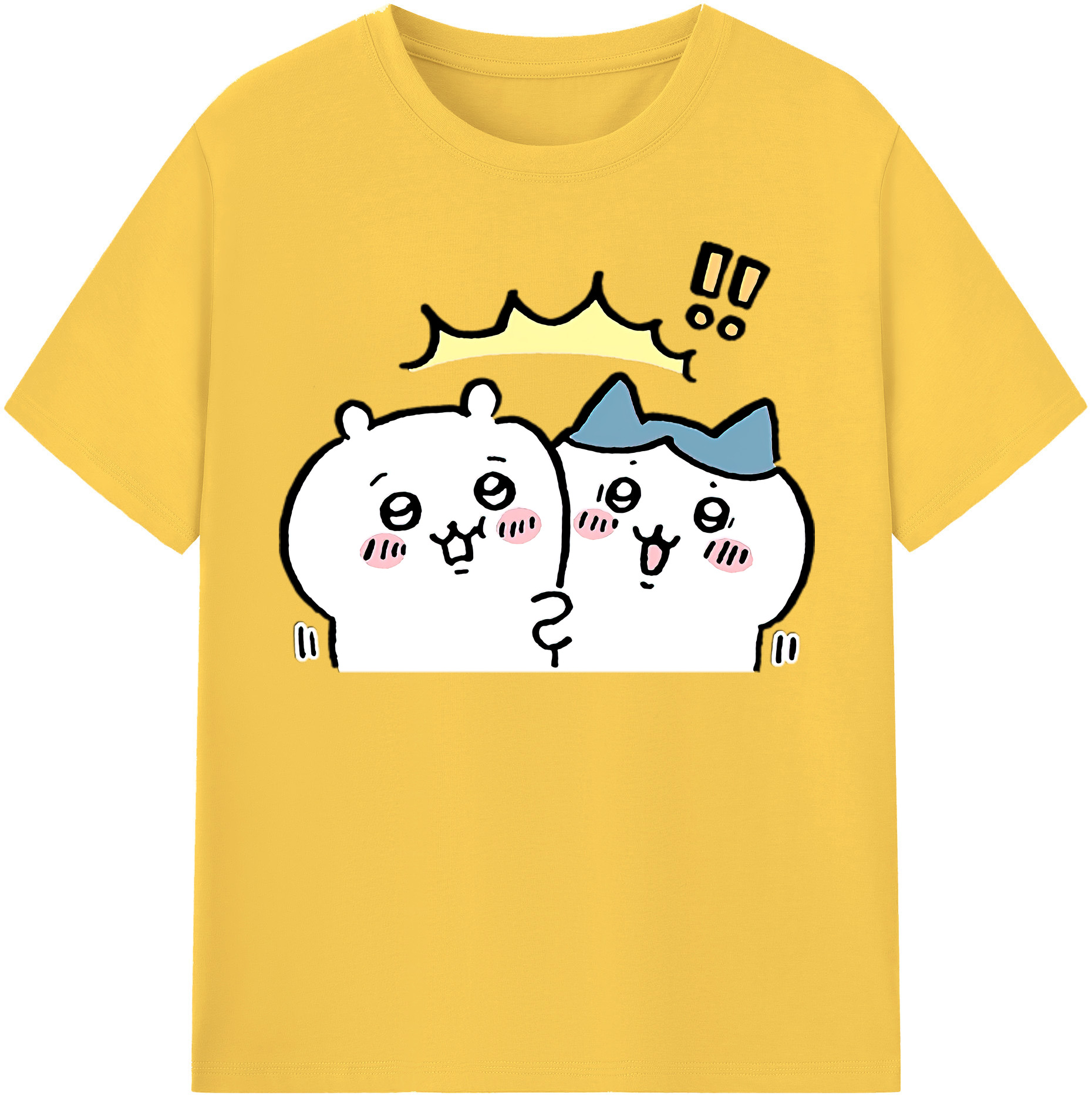 （画像用） ちいかわ ハチワレ Chii-kawa hachiware 綿100％半袖Tシャツ（フロントプリント）
