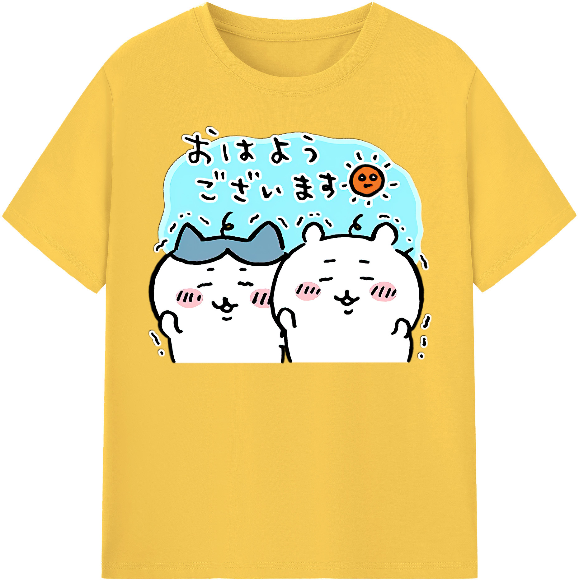 （画像用） ちいかわ ハチワレ Chii-kawa hachiware 綿100％半袖Tシャツ（フロントプリント）