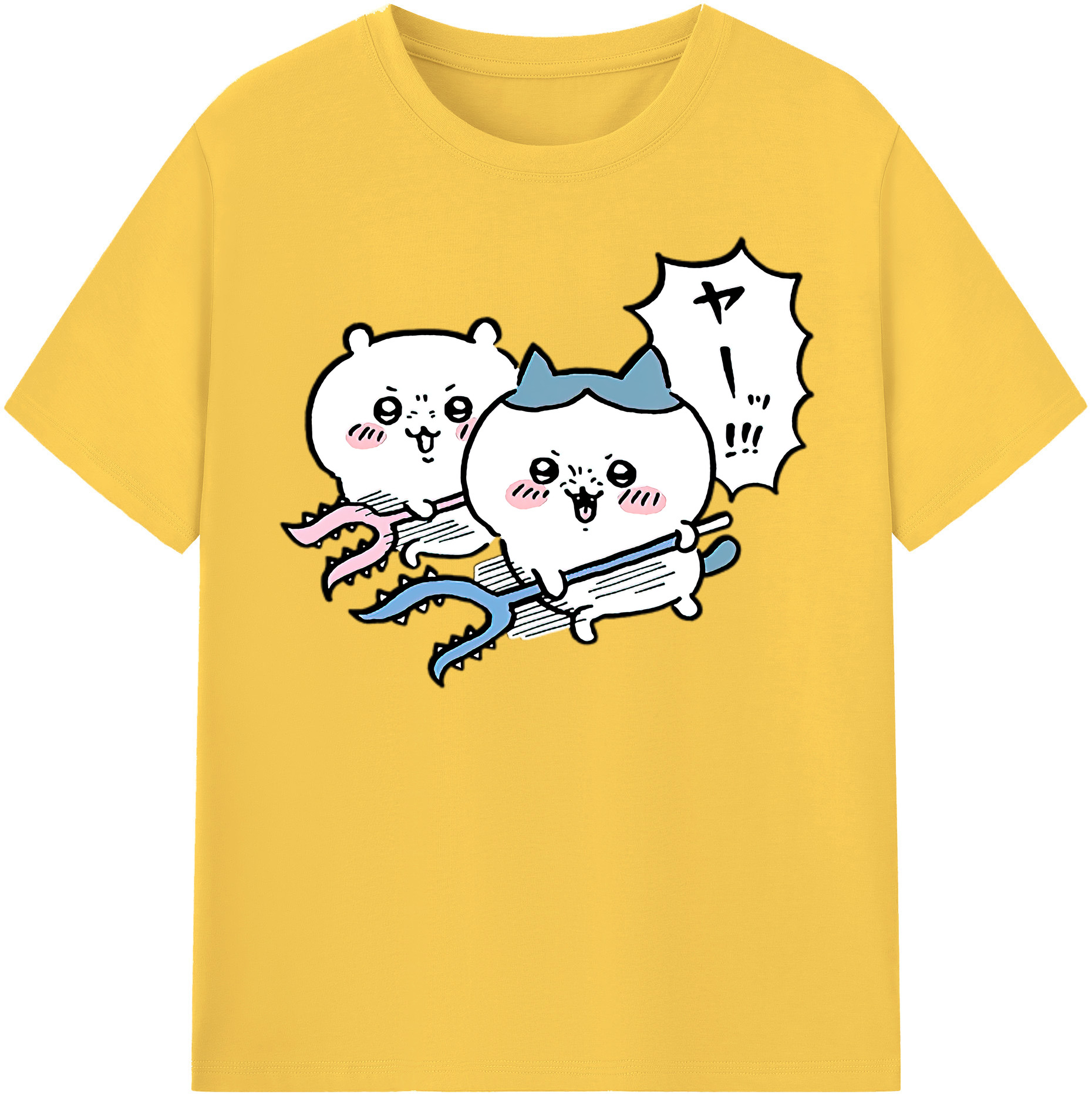 （画像用） ちいかわ ハチワレ Chii-kawa hachiware 綿100％半袖Tシャツ（フロントプリント）