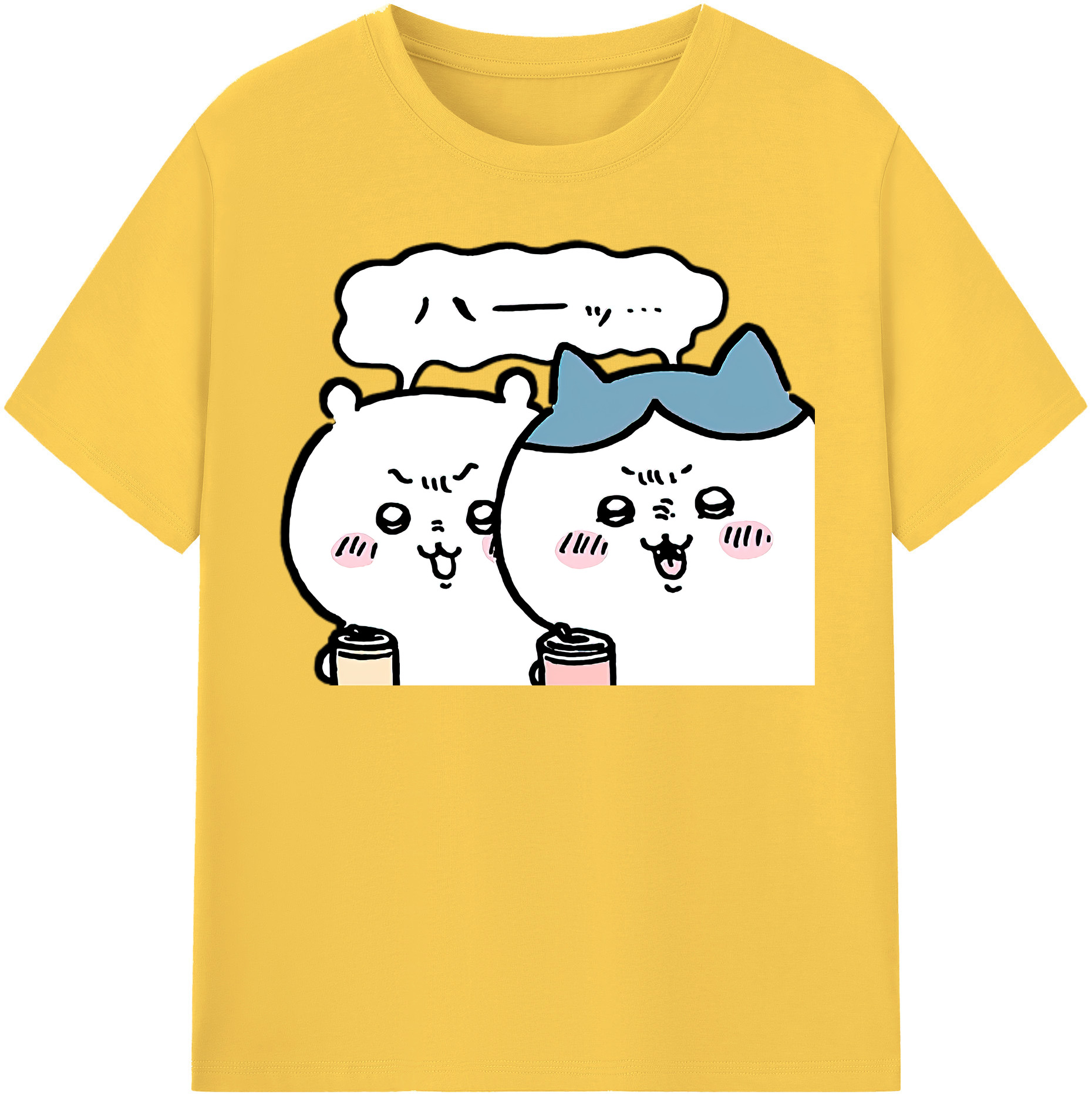 （画像用） ちいかわ ハチワレ Chii-kawa hachiware 綿100％半袖Tシャツ（フロントプリント）