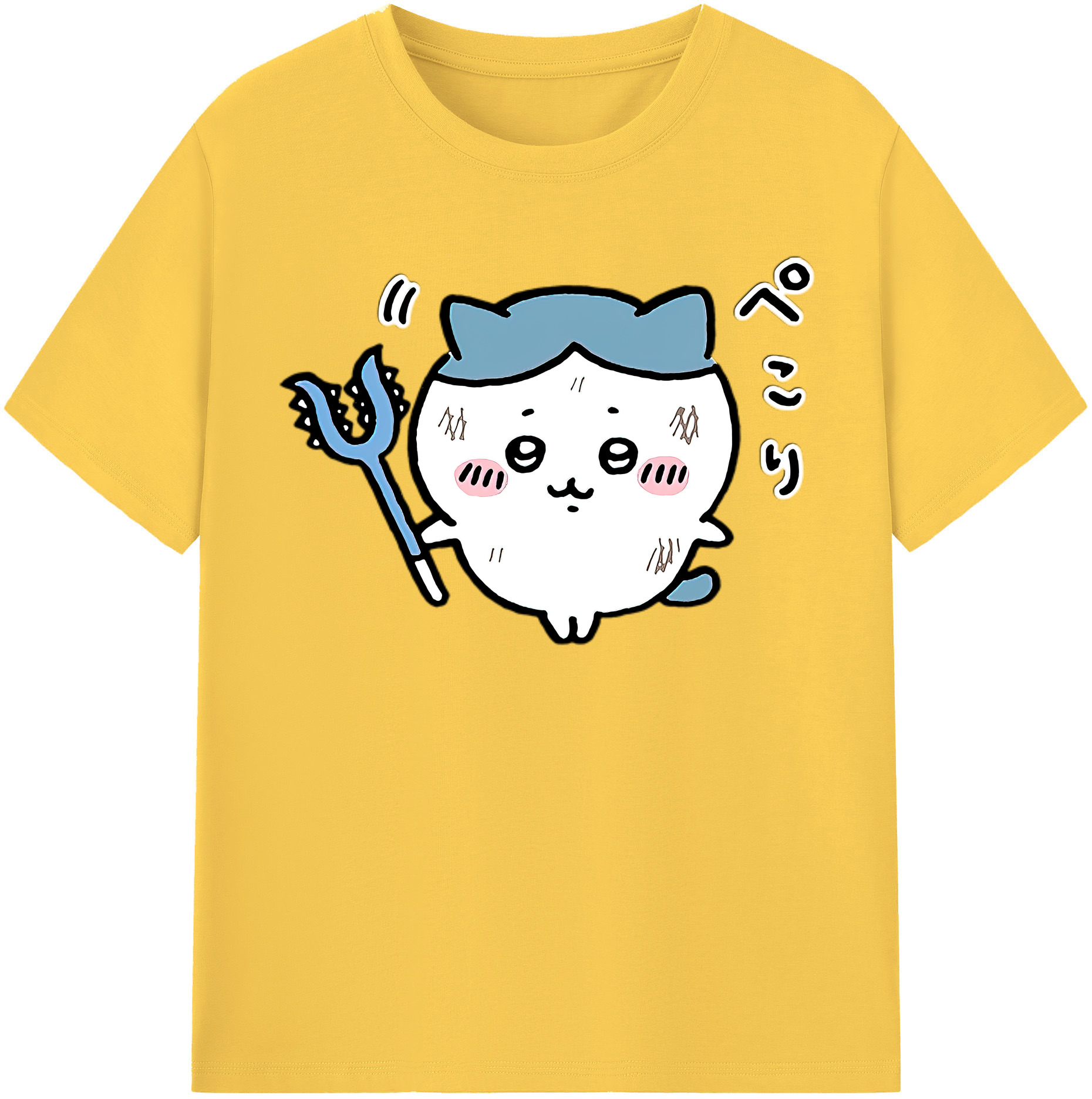 （画像用） ちいかわ ハチワレ Chii-kawa hachiware 綿100％半袖Tシャツ（フロントプリント）