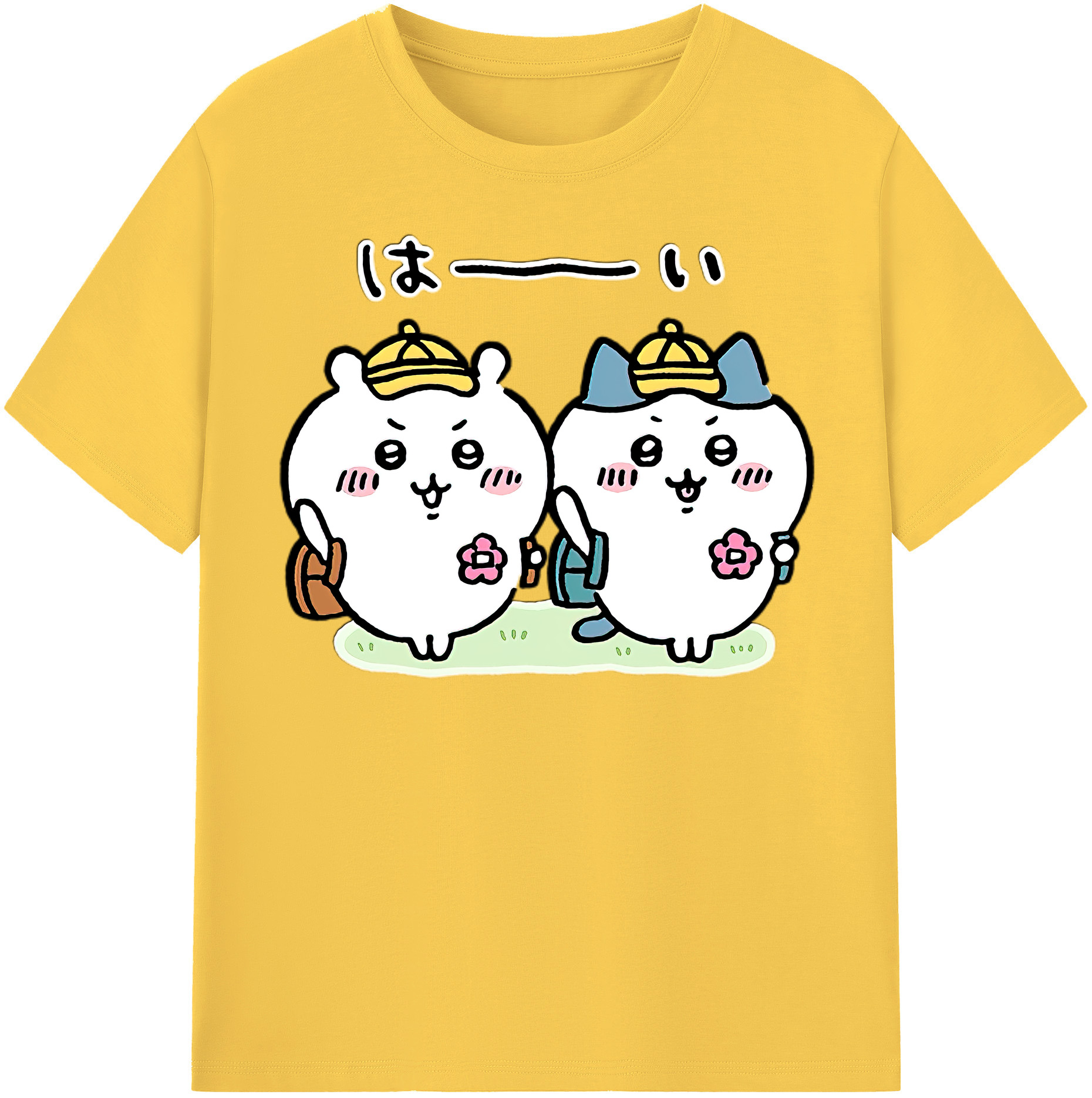 （画像用） ちいかわ ハチワレ Chii-kawa hachiware 綿100％半袖Tシャツ（フロントプリント）